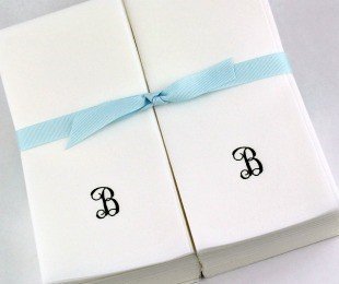 Personalized Black Script Initial B Disposable Linen Guest Hand Towels with Ribbon - 200 Count Bulk Pack - Perfect for Weddings, Parties, and Luxury Events