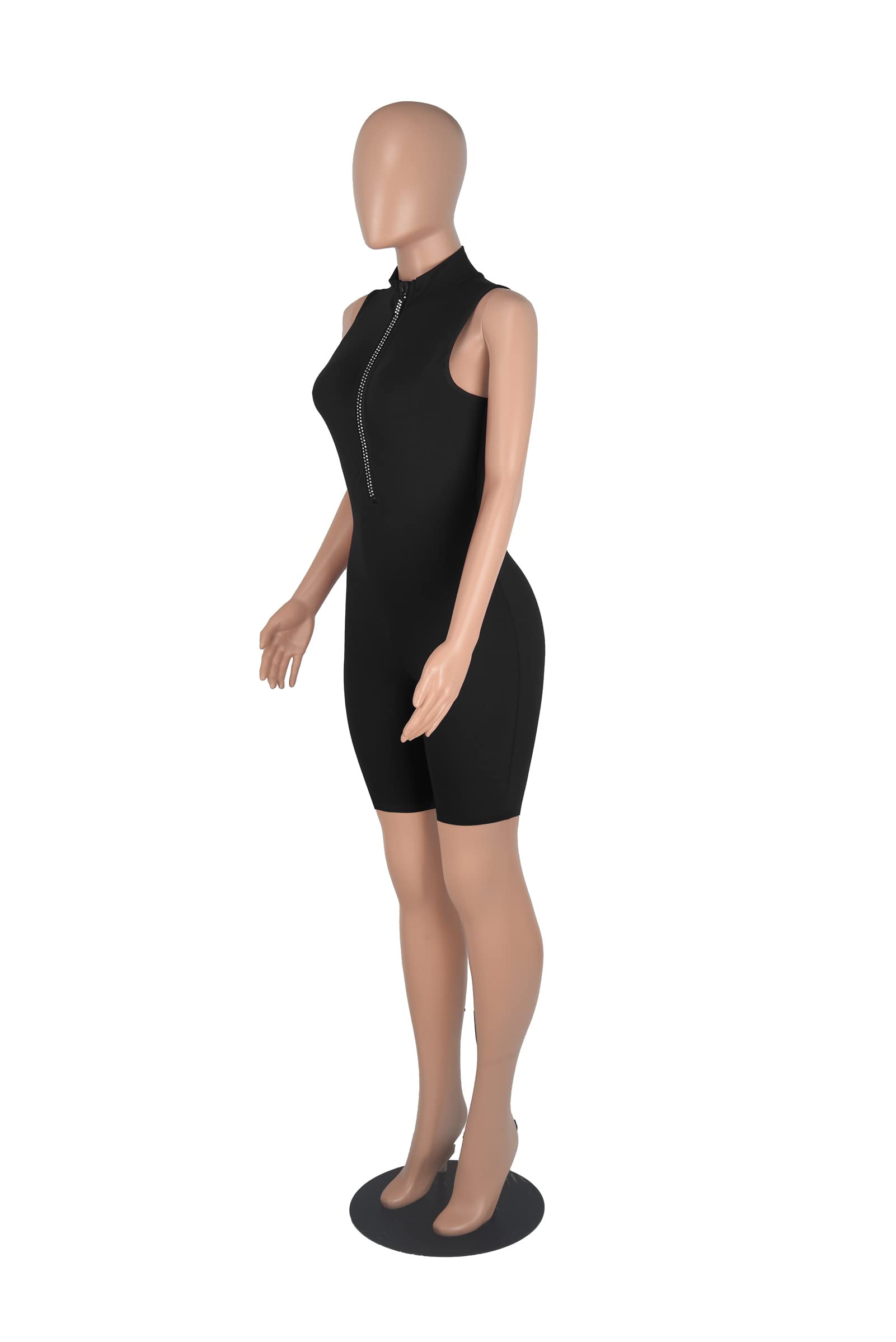 Sexy Women's Bodycon Jumpsuit - Long Sleeve V-Neck Zipper One Piece Outfit with Rich Hold | Perfect for Night Out, Party, Date Night and Casual Wear
