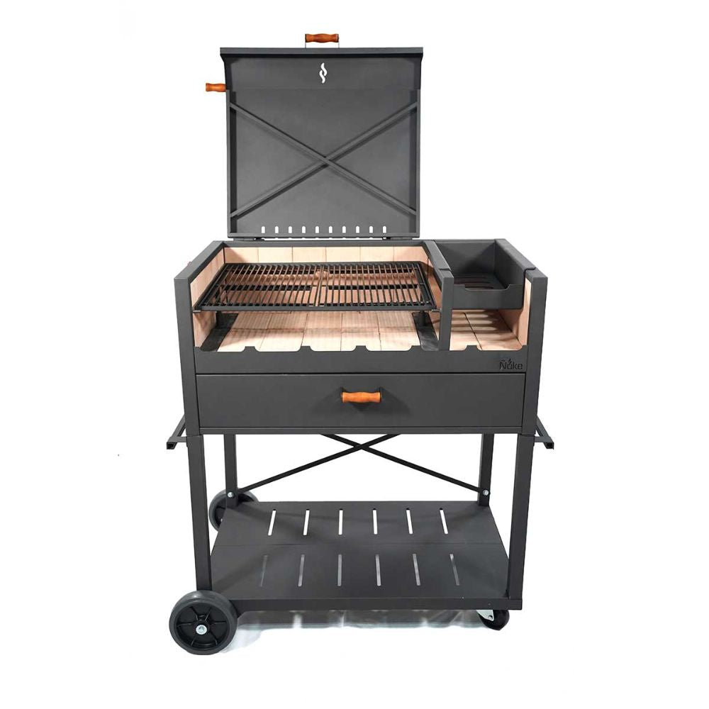 Nuke Delta 45 Inch Freestanding Argentine Charcoal Grill - Premium Outdoor BBQ Grill for Backyard, Patio, and Camping Cooking