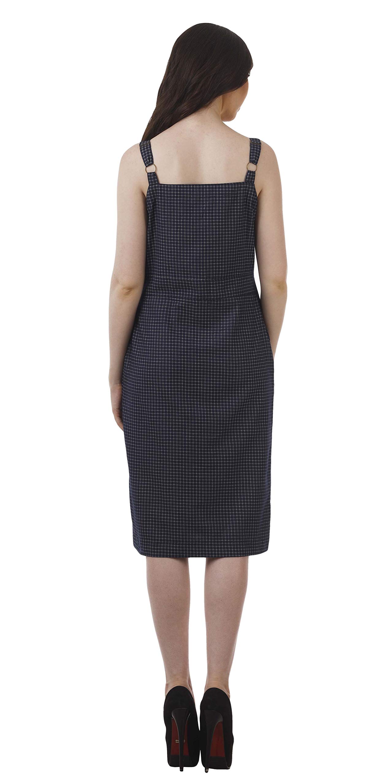 Women's Bimba Button Down Chambray Pinafore Dress - Knee Length Casual Short Sleeve Dress for Spring & Summer | Perfect for Office, Date Night & Weekend Outings