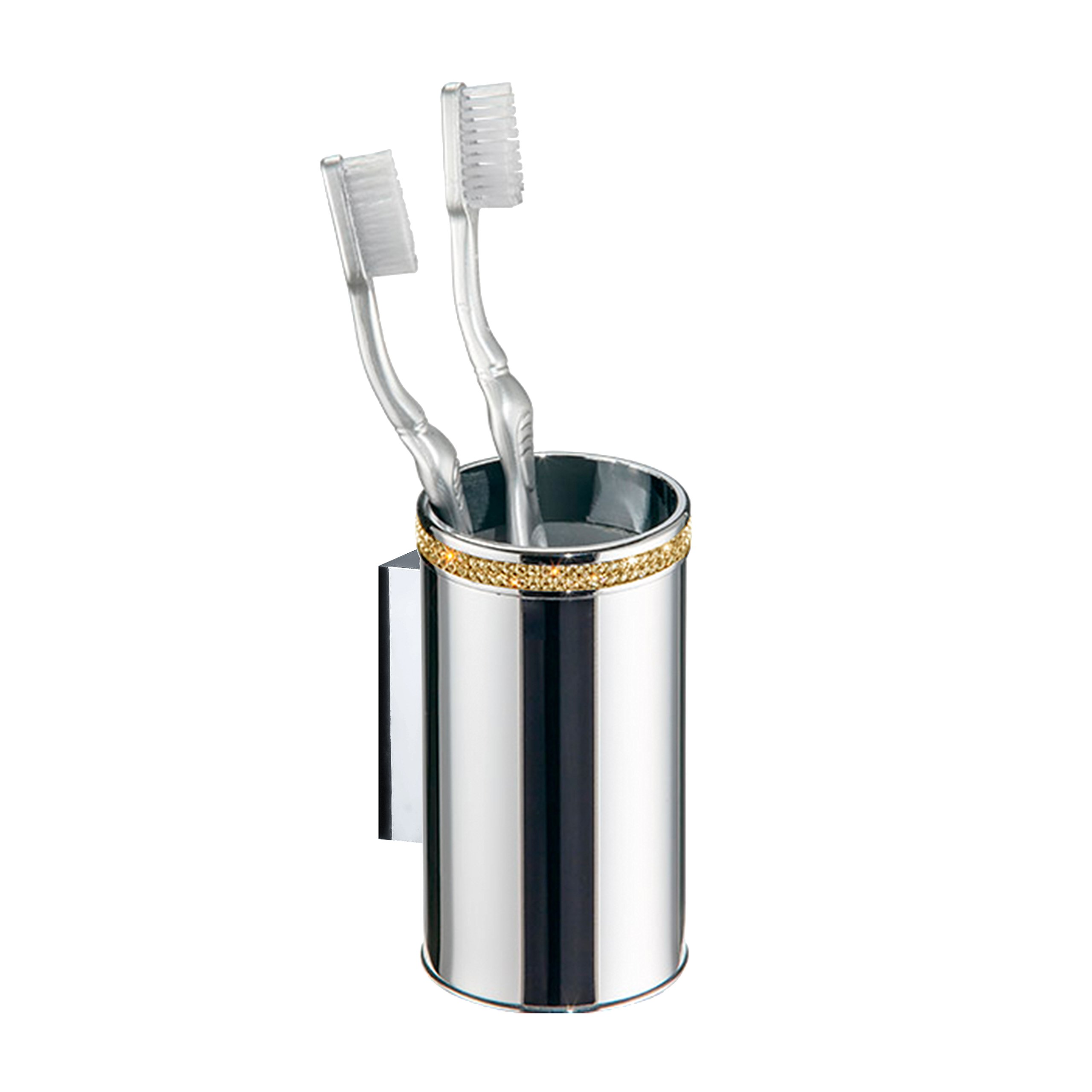 Swarovski Crystal Toothbrush Holder - Gold for Bathroom Decor