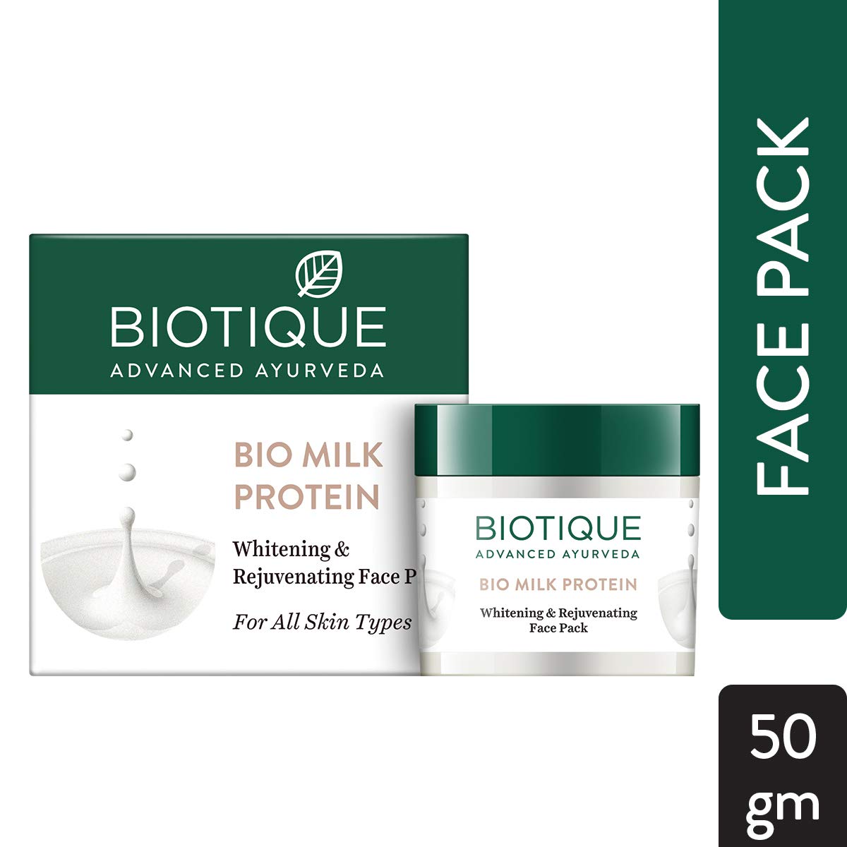 Biotique Bio White Advanced Fairness Face Wash 150ml & Bio Milk Protein Whitening Rejuvenating Face Pack 50g - Natural Skincare for All Skin Types - Brightening & Hydrating Daily Routine for Glowing Skin