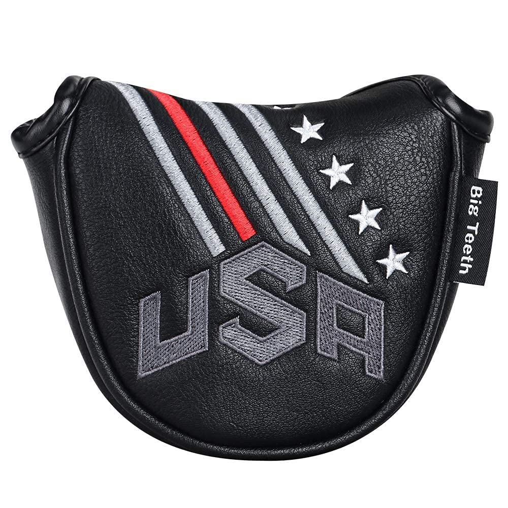 Premium USA Stripe & Star Golf Headcovers Set - Magnetic PU Leather Driver, Fairway Wood, Hybrid & Putter Covers for Blade/Mallet Putters - Durable Club Protectors for Men & Women | Perfect for Golf Tournaments, Driving Range & Course Play
