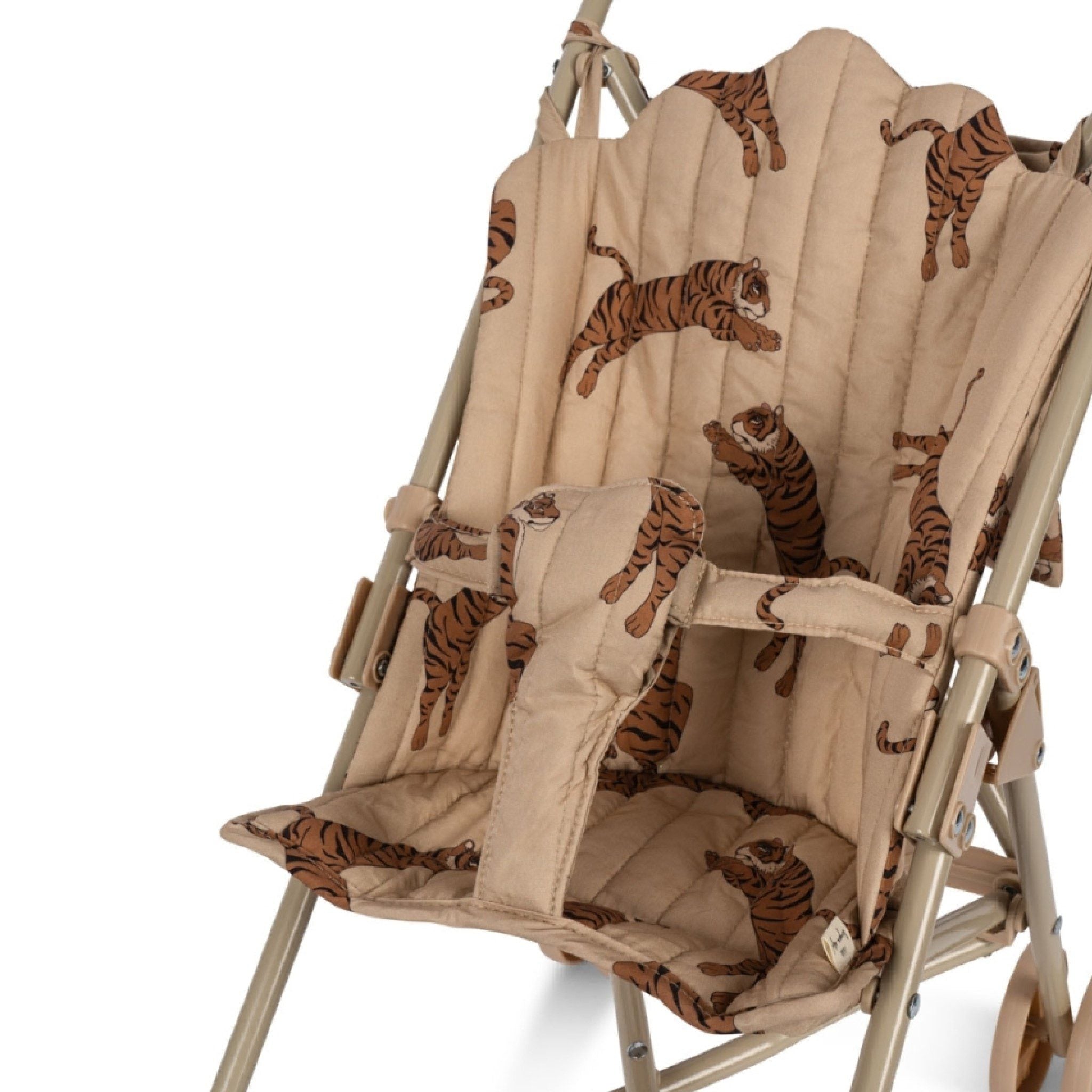 KONGES SLØJD Kids Doll Stroller - Premium Tiger/Oxford Tan Baby Doll Pushchair for Toddlers | Perfect for Pretend Play, Indoor Activities & Gift for Girls