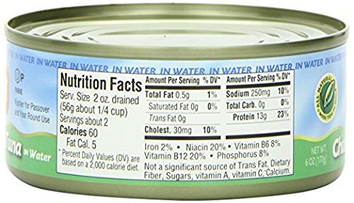 Gefen Chunk Light Tuna in Water - 6 Oz Cans, Pack of 6 | High Protein, Low Fat, Healthy Snack for Salads, Sandwiches & Quick Meals