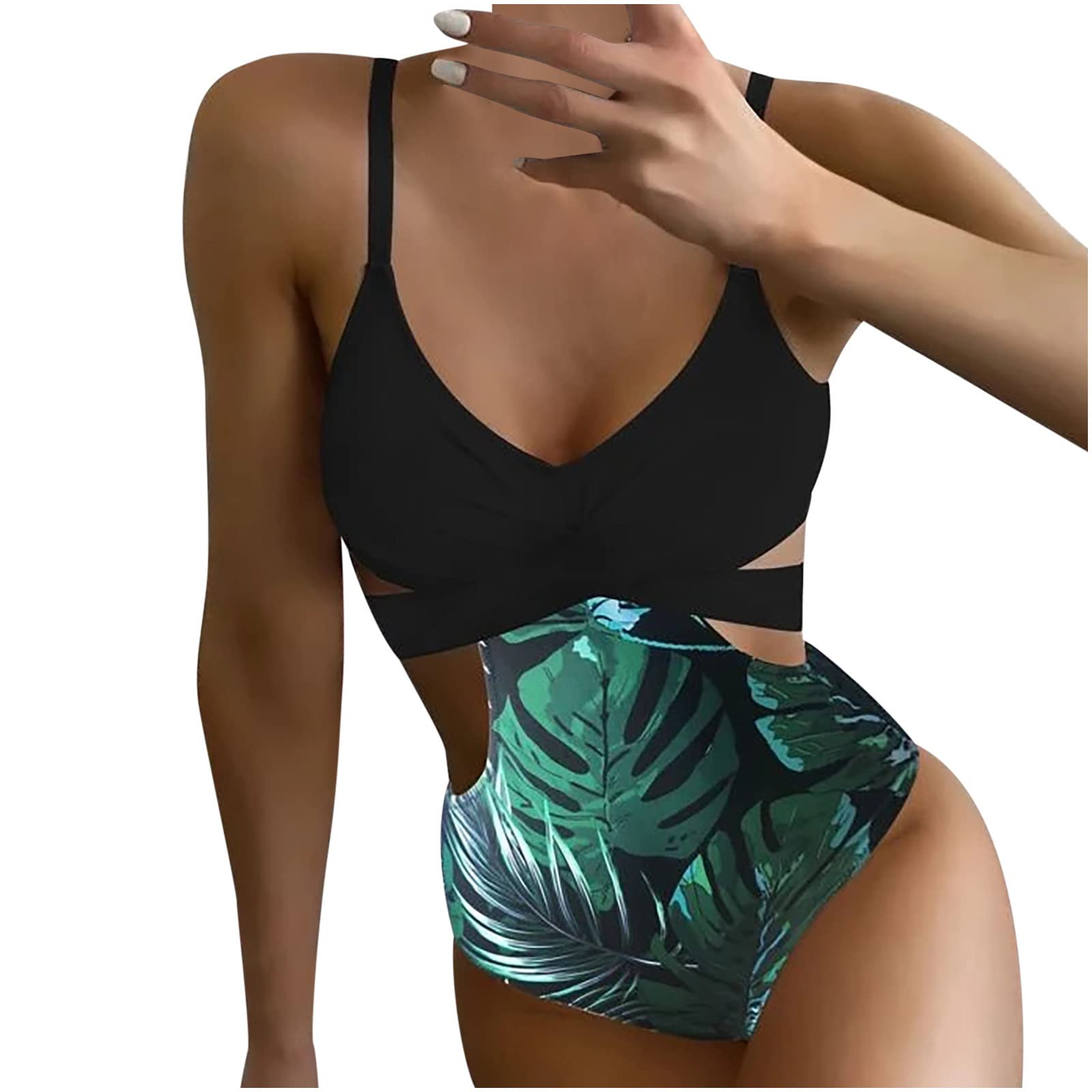 Sexy One-Piece Swimsuits for Women - Floral & Striped Cutout Lace Up Bathing Suits Plus Size | Beach Vacation, Pool Party, Summer Getaway