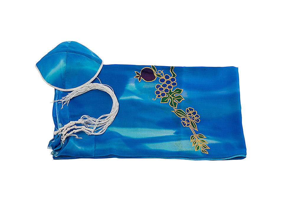 Handmade Silk Tallit for Women - Blue Feminine Prayer Shawl for Bat Mitzvah & Jewish Ceremonies | Perfect for Synagogue, Weddings & Spiritual Occasions