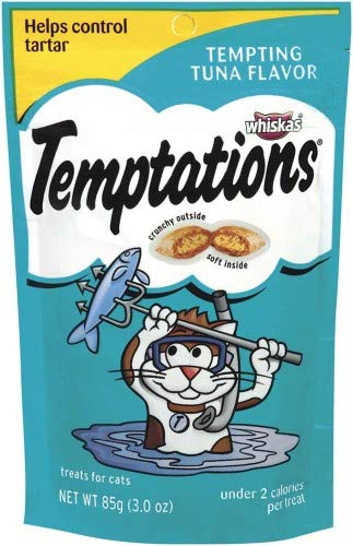 Whiskas Temptations Classic Cat Treats - Tempting Tuna Flavor, 2-Pack | Crunchy Snacks for Indoor & Outdoor Cats | Perfect for Training, Rewards & Bonding