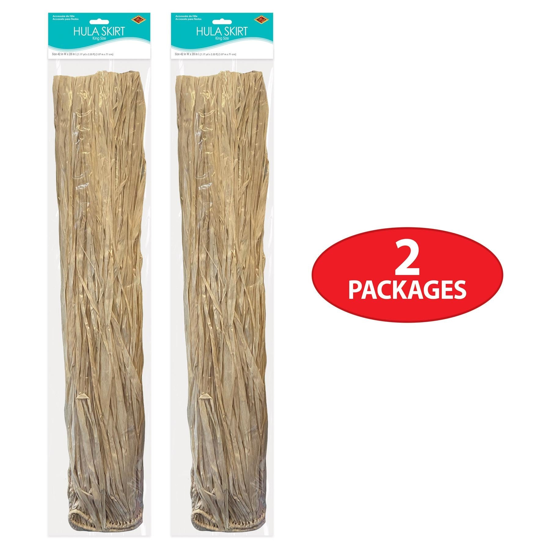 12 Pack Beistle King Size Raffia Hula Skirt - Tropical Party Costume for Luau, Hawaiian Theme Party & Dance Performance