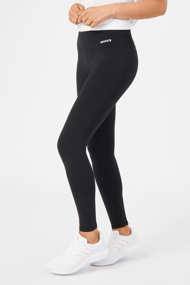 INSPORT Women's Hold Me Tight High-Waisted Full-Length Black Yoga Tights - Perfect for Workouts, Running, and Everyday Comfort