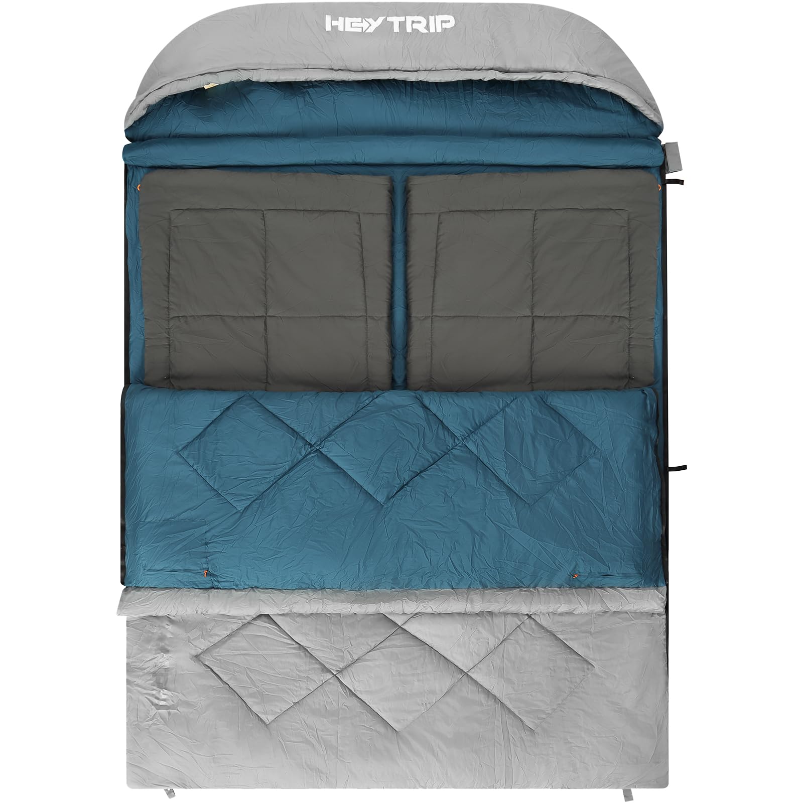 HEYTRIP Double Sleeping Bag with Blanket - Queen Size 2 Person Camping Sleeping Bag for Adults & Couples, 20°F Warm Weather - Perfect for Backpacking, Hiking, and Outdoor Adventures