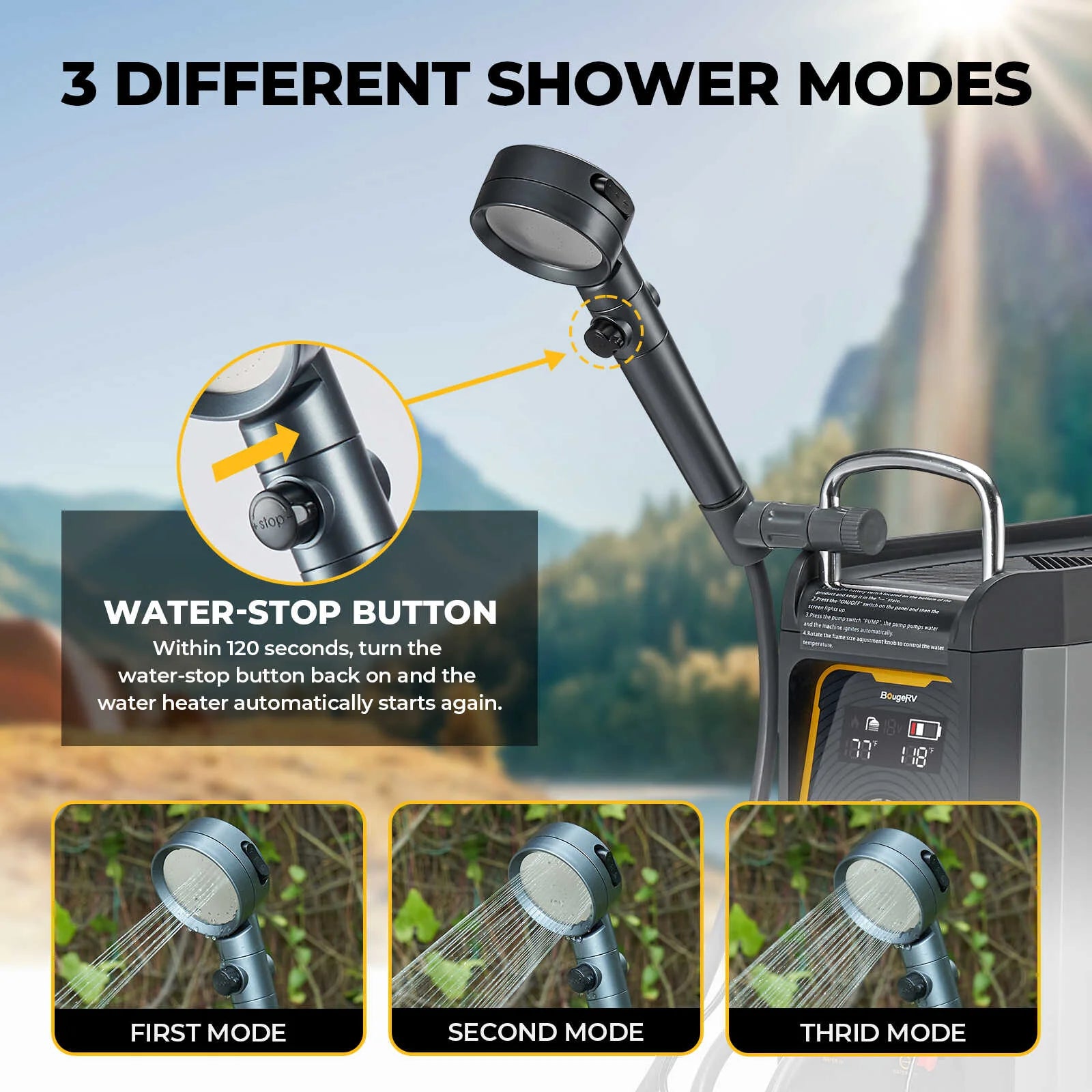 BougeRV Portable Propane Water Heater for Camping, Hiking & Outdoor Showers | Instant Hot Water Solution for RV, Backpacking & Off-Grid Living