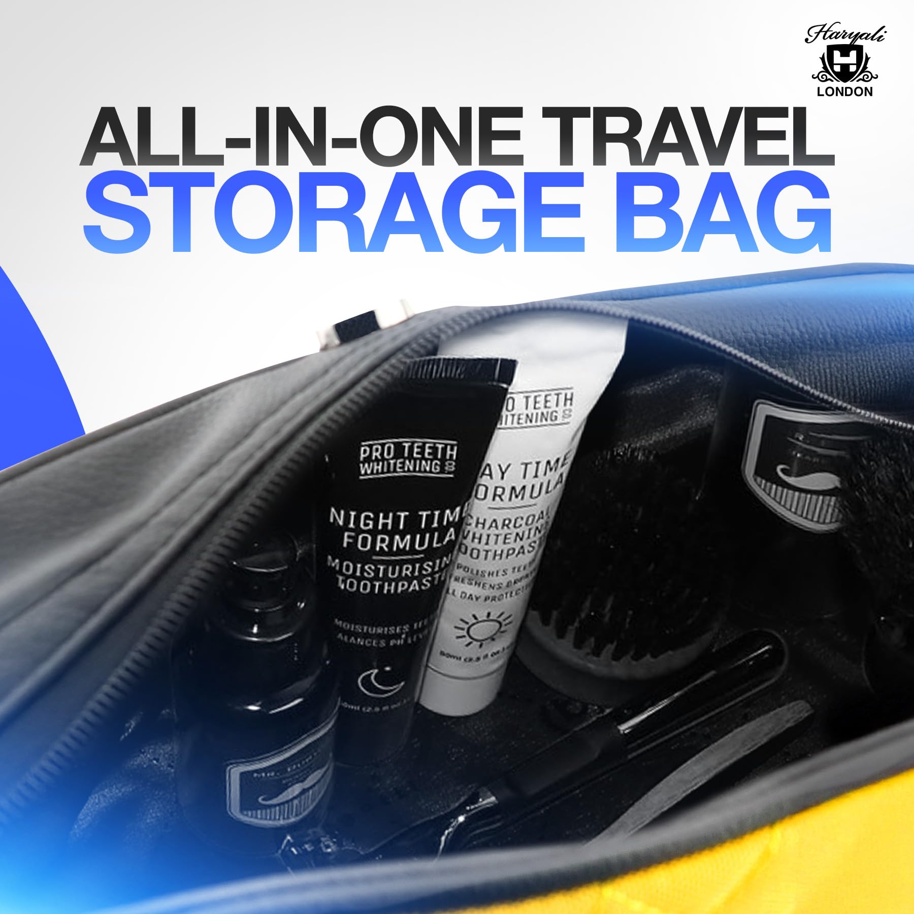 Water-Resistant Leather Toiletry Bag for Men & Women - Large Travel Wash Bag, Shaving Dopp Kit, Gym & Bathroom Organizer - Perfect for Travel, Camping & Daily Use (Yellow)