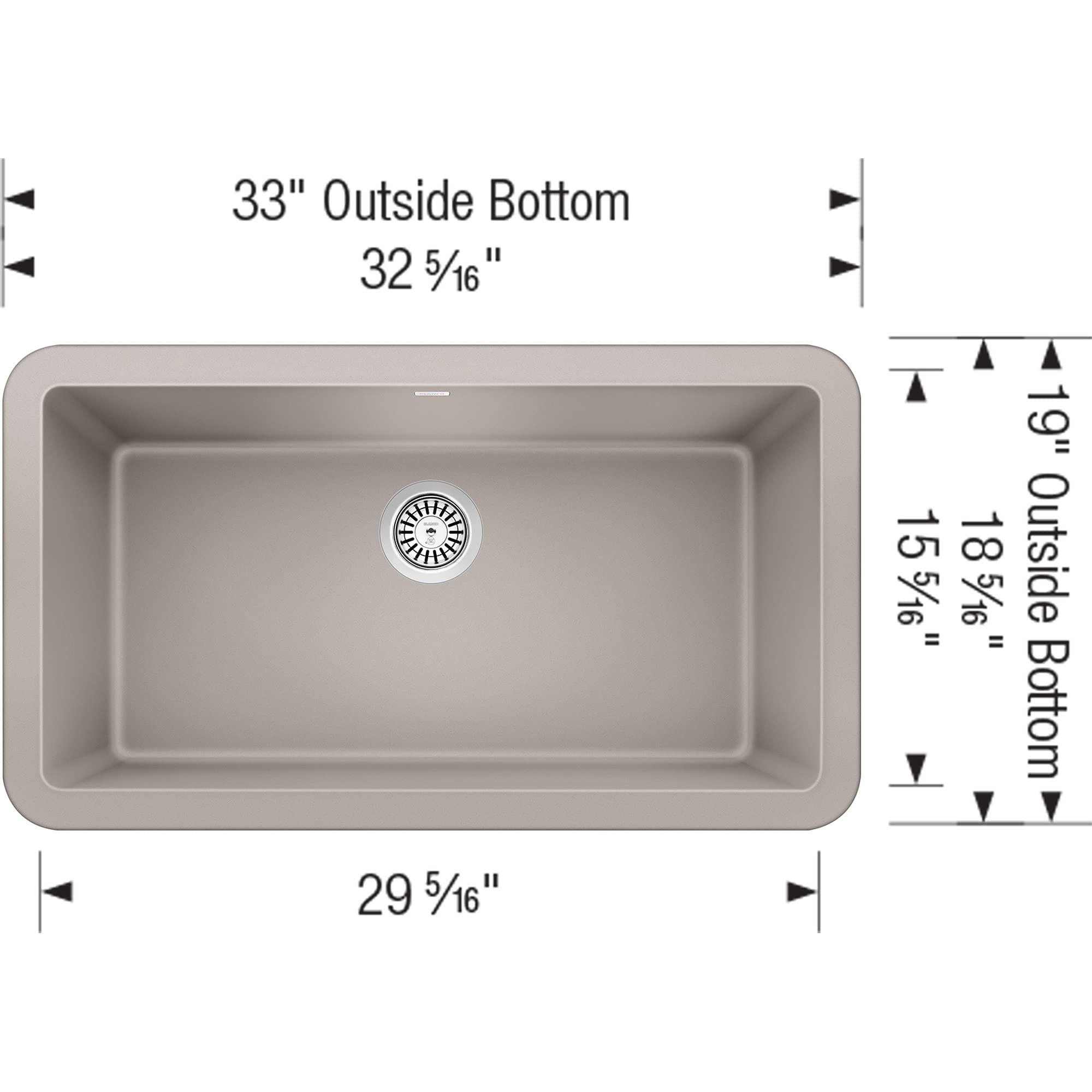 Ikon 33 Inch Single Bowl Farmhouse Apron Sink in Concrete Gray - Perfect for Kitchen Remodeling & Rustic Home Decor