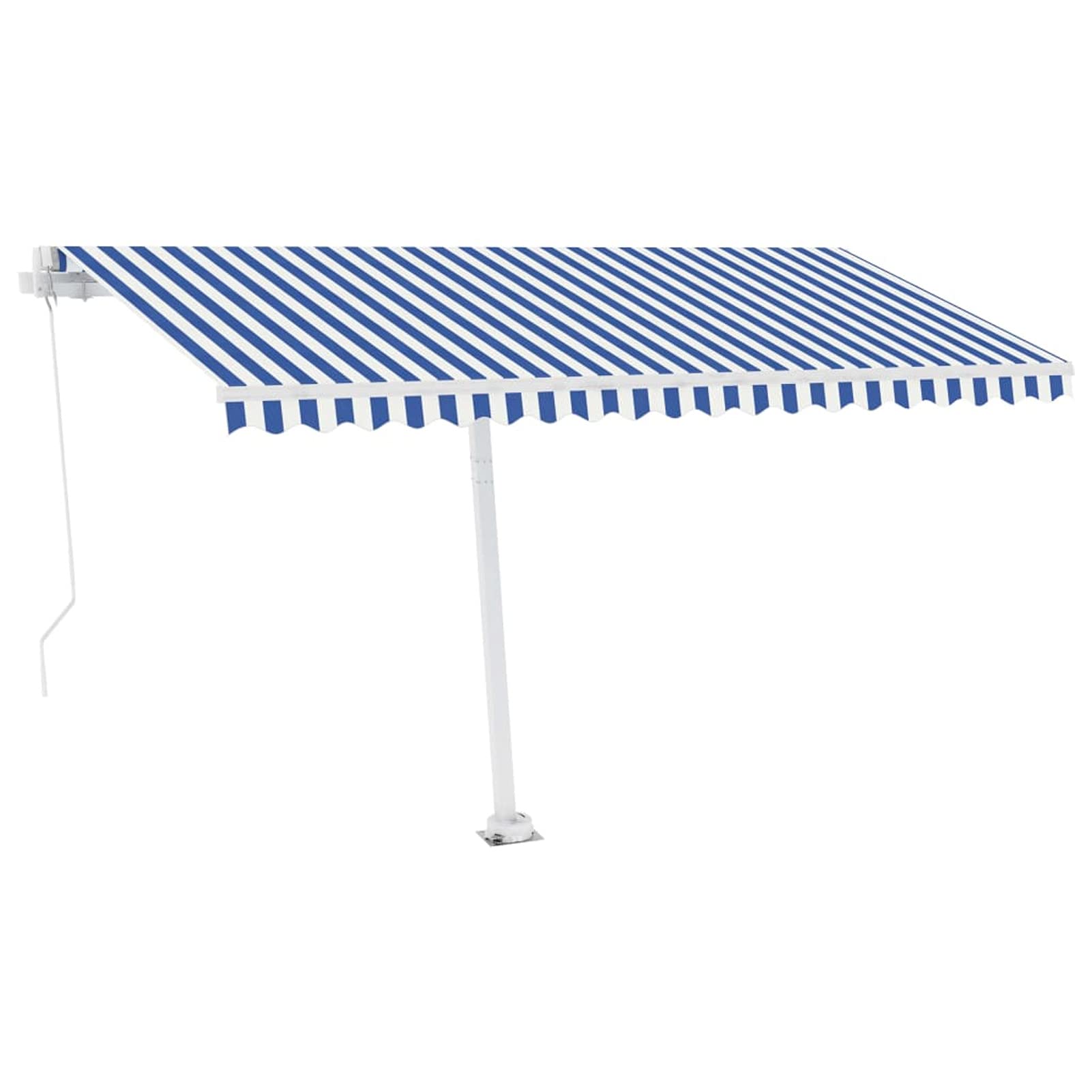 Festnight 157.5x118.1 Inch Freestanding Retractable Patio Awning - Manual Crank Sun Shade Shelter for Balcony, Yard, Deck - Blue/White Striped - Perfect for Outdoor Relaxation & Summer Gatherings