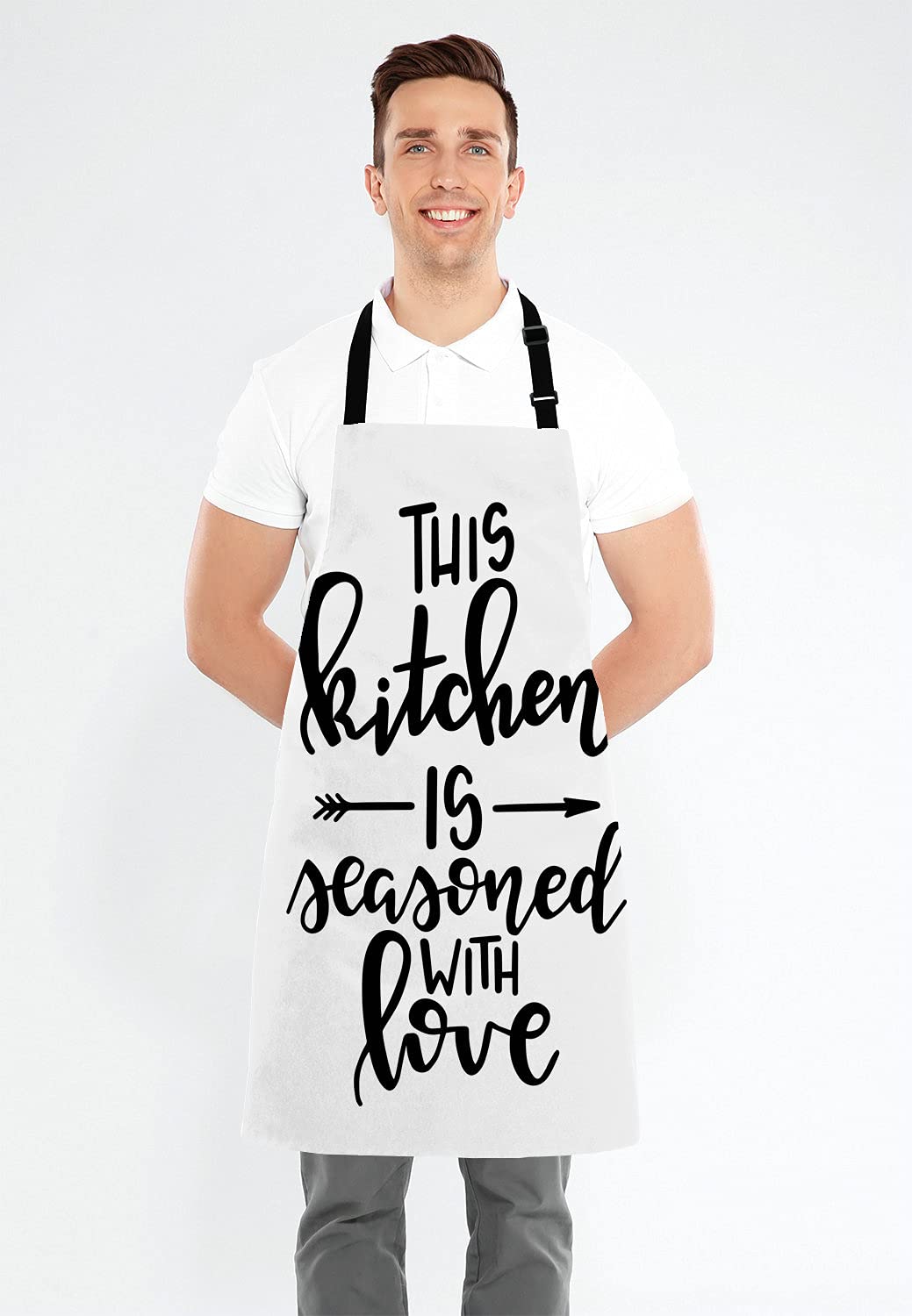 Inspirational Quote Adjustable Bib Apron for Cooking & Baking