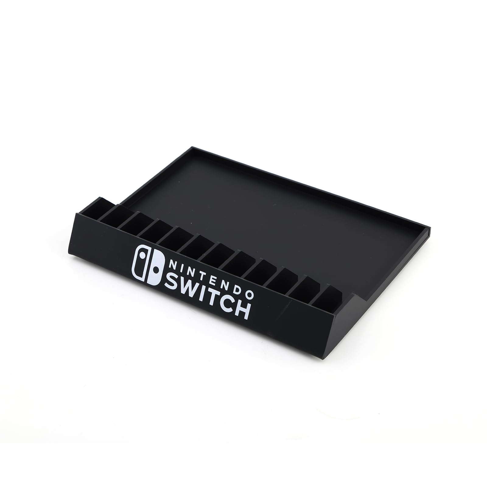 Nintendo Switch Game Holder - 12-Slot Game Case Organizer with Stand & Brackets for Switch Games, Cards, and Disks - Black - Perfect for Gaming Setup and Storage Organization