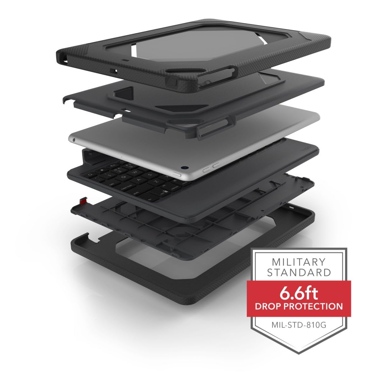 ZAGG Rugged Book Detachable Case with Magnetic-Hinged Backlit Keyboard for iPad Air/Air 2/9.7/9.7 Pro | Multi-Device Bluetooth Pairing | USB-C Cable Included | Black | Perfect for Work, Travel & Home Office Use