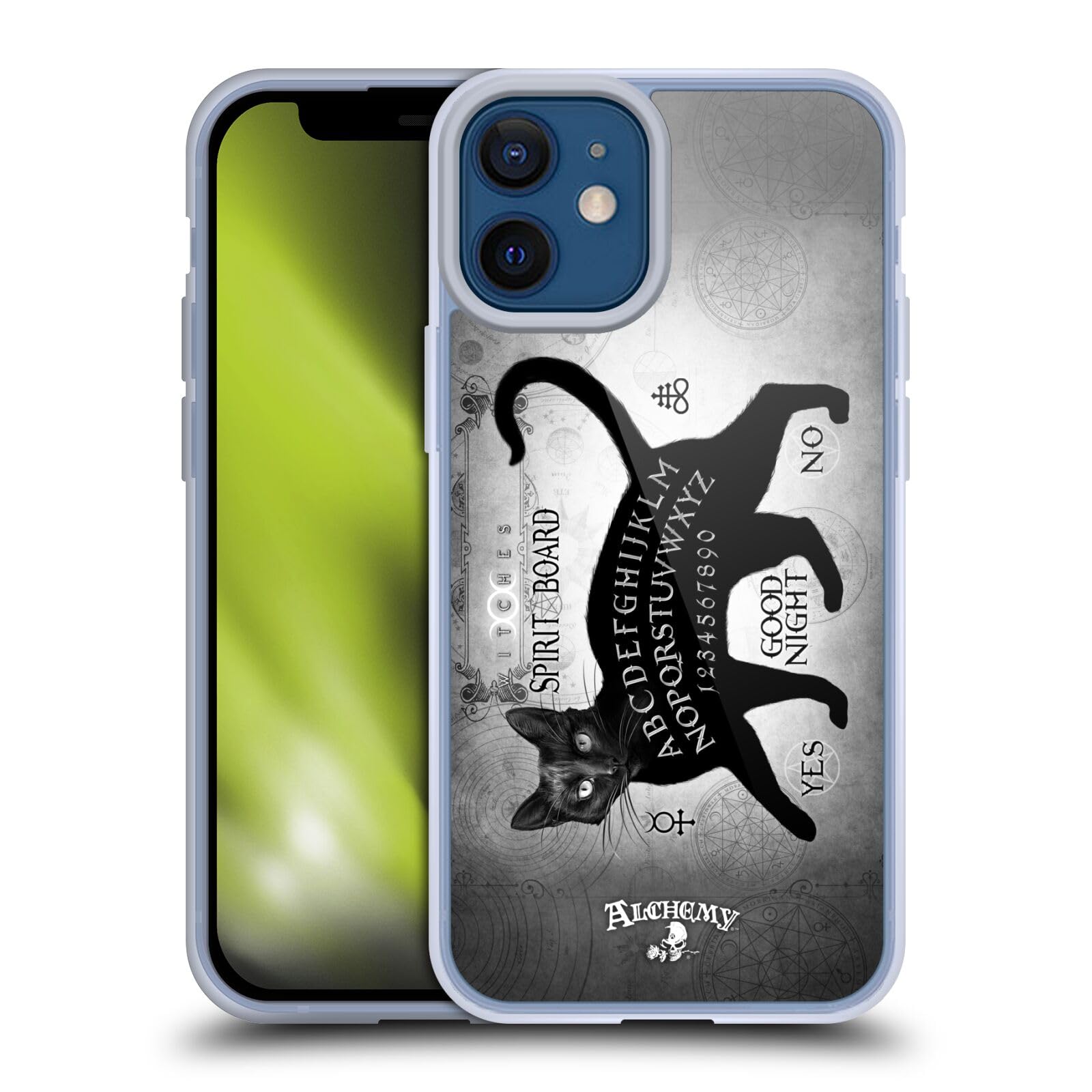 Alchemy Gothic Black Cat Spirit Board iPhone 12 Mini Case - Officially Licensed Soft Gel Cover for Apple iPhone 12 Mini, Perfect for Gothic Style Enthusiasts and Cat Lovers