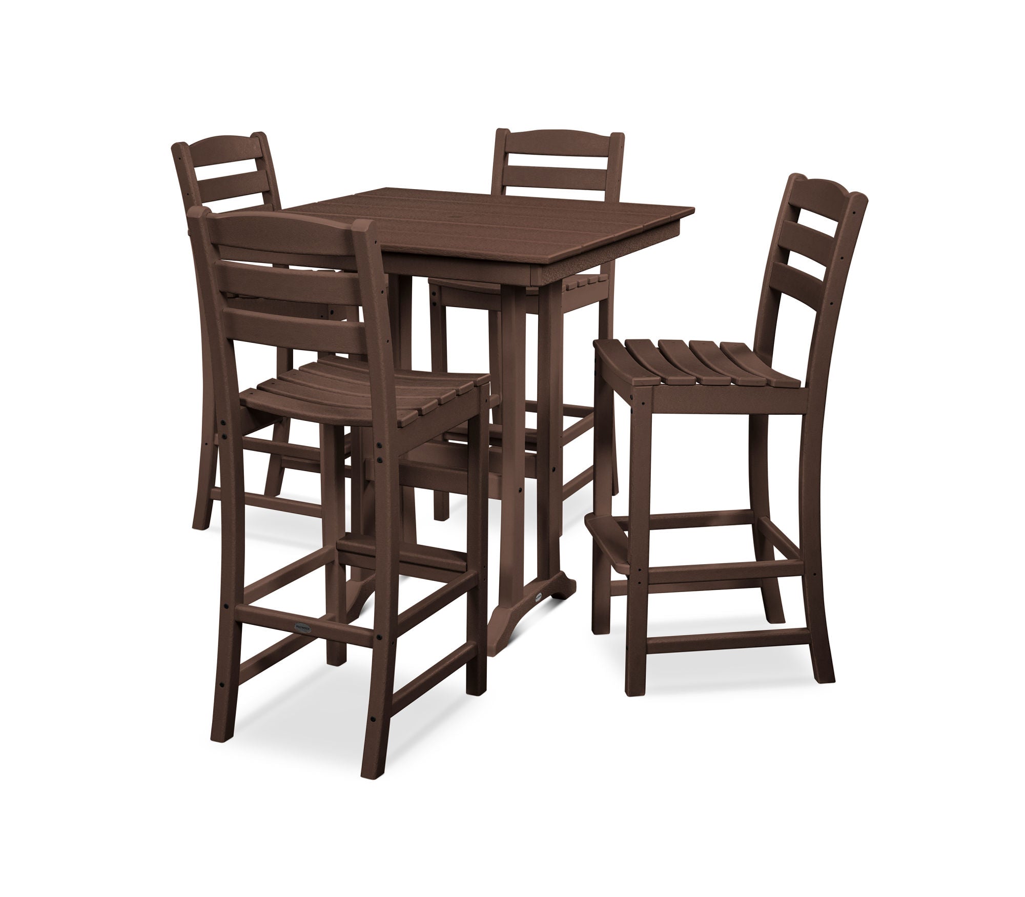 POLYWOOD La Casa Café 5-Piece Farmhouse Trestle Bar Set - Outdoor Patio Dining Furniture for Backyard, Garden & Poolside