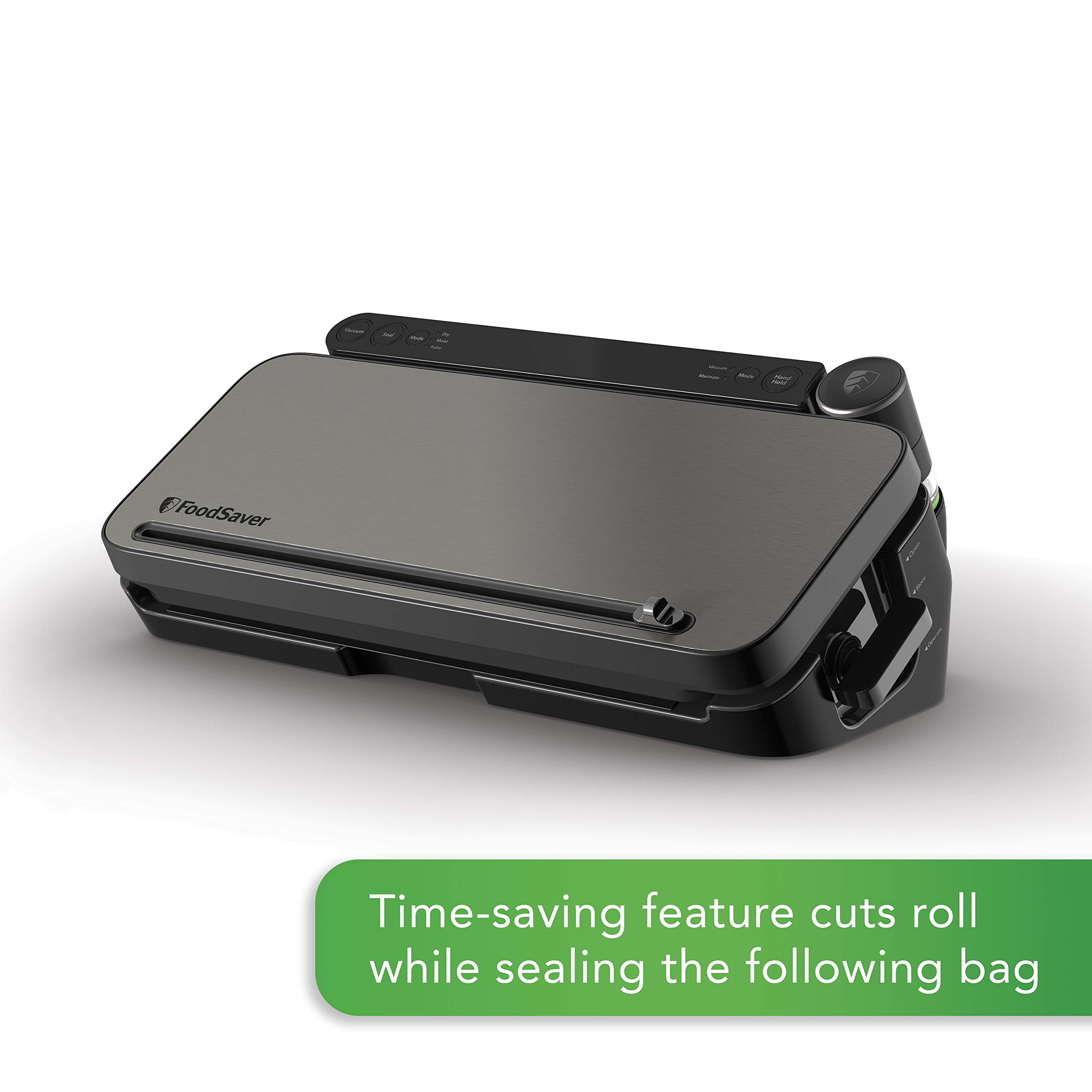 FoodSaver Vacuum Sealer Machine - 4 Settings (Pulse/Marinate) with Bags & Roll | Handheld Vacuum Sealer for Airtight Food Storage, Sous Vide Cooking & Meal Prep | Compact Kitchen Appliance for Freezer, Pantry & Camping (Black)