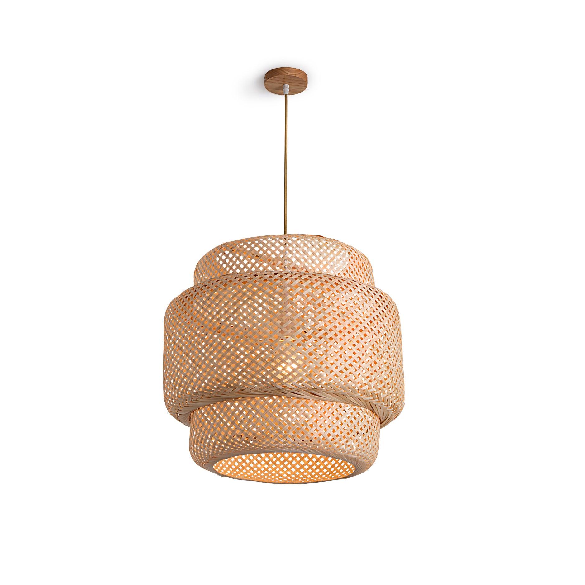 Handmade Natural Bamboo Pendant Light - Eco-Friendly Hanging Lamp for Living Room, Bedroom & Dining Room Decor - Perfect Boho Chic Home Lighting Fixture