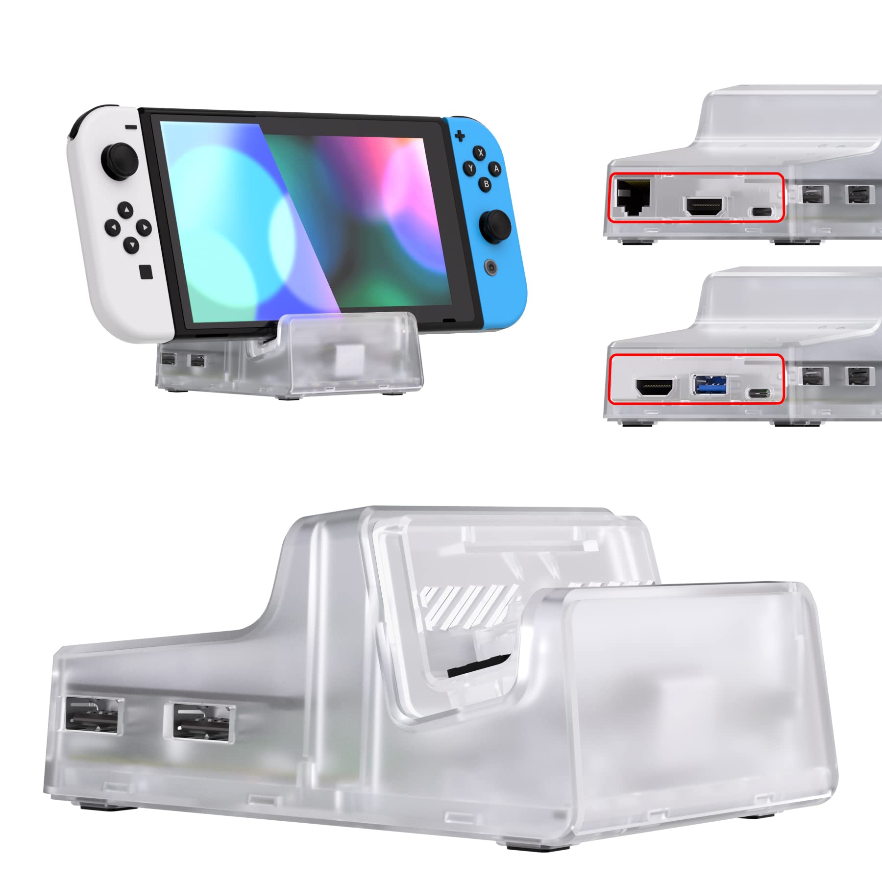 eXtremeRate AiryDocky DIY Kit - Clear Replacement Case for Nintendo Switch Dock | Redesigned Portable Mini Dock Shell Cover for Nintendo Switch OLED (Shell Only, No Dock/Chip) - Perfect for Travel & Home Gaming Setup
