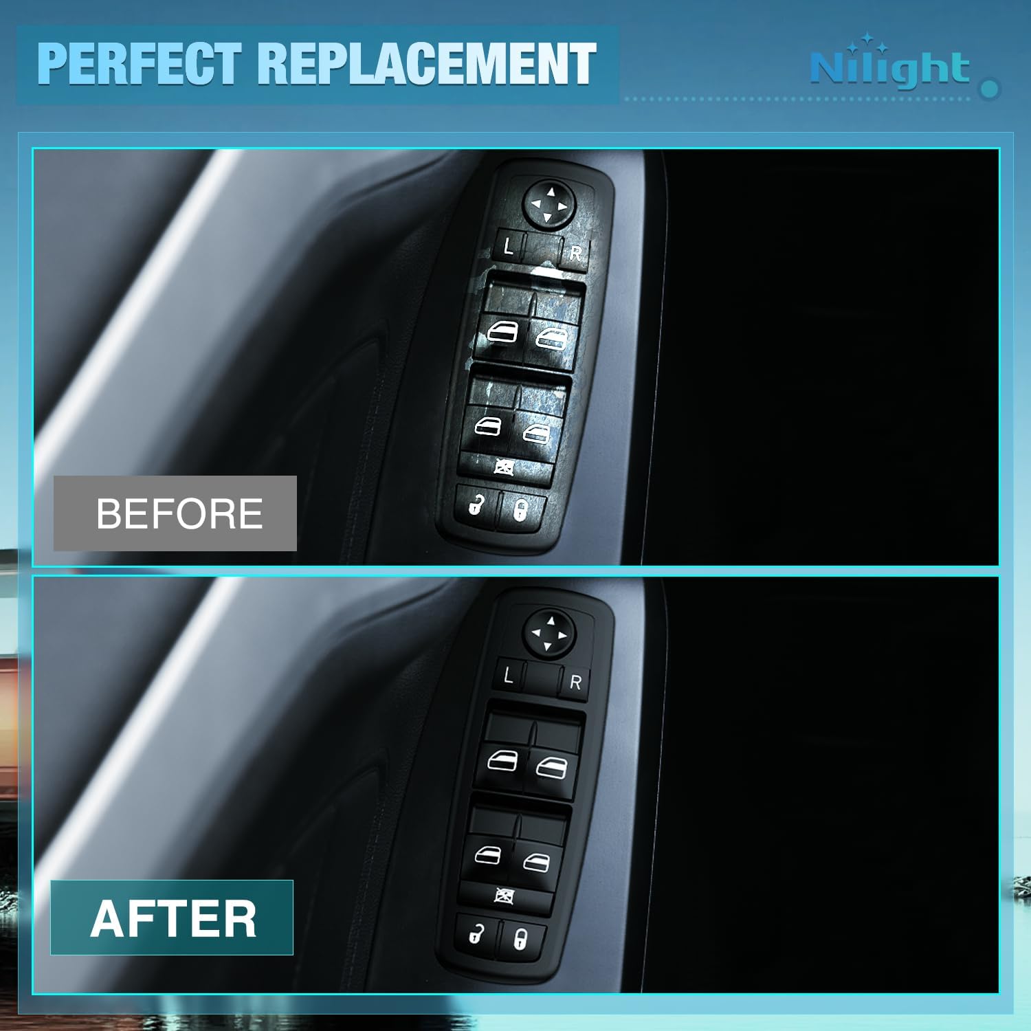 2013-2016 Dodge Dart, 2014-2016 Jeep Cherokee & 2015-2016 Chrysler 200 Left Front Power Window Switch - Driver Side Master Control for Smooth Window Operation