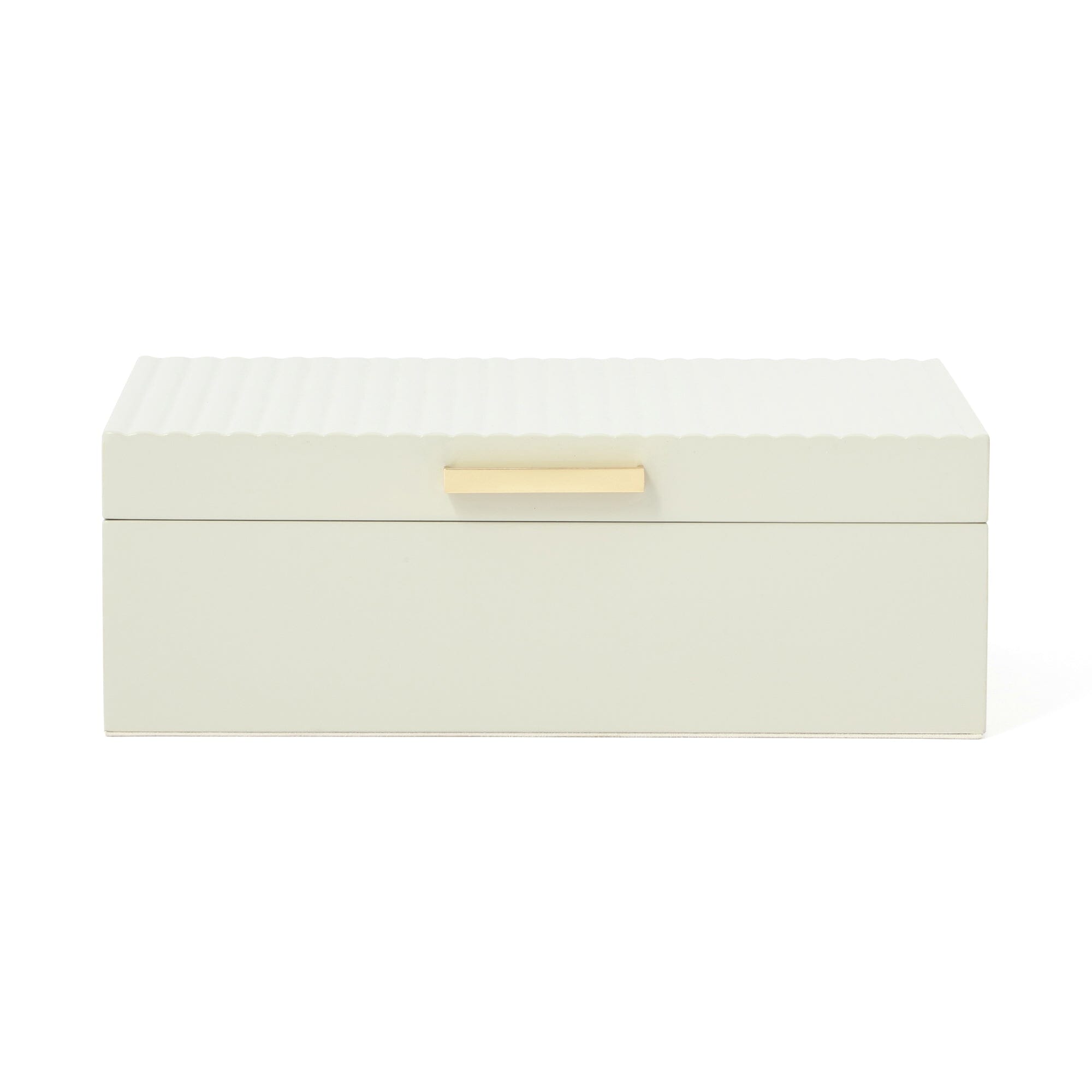 Elegant Large Grey Lacquer Stripe Jewelry Box - Perfect for Organizing Necklaces, Rings & Earrings - Ideal for Bedroom, Dresser & Travel