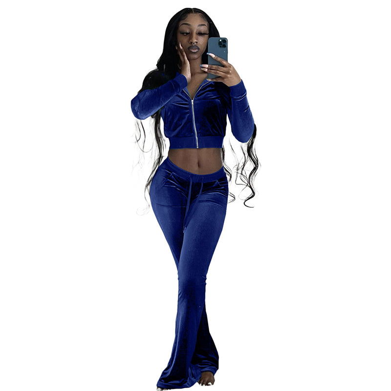 Women's Long Sleeve Crop Top & High Waist Pants Suit Set - Fashionable Workout Outfit for Yoga, Gym & Casual Wear