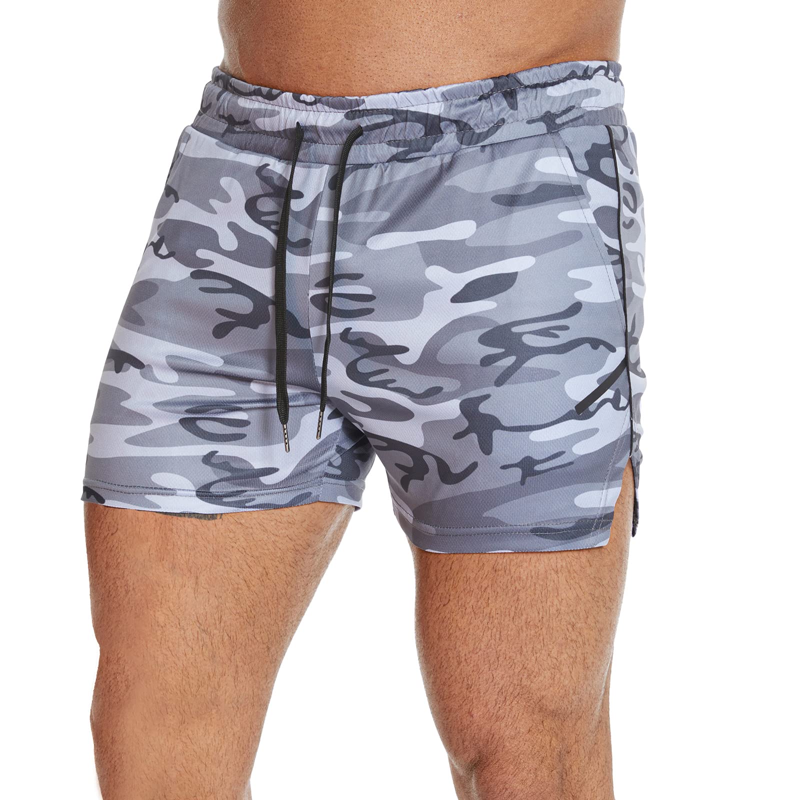 Men's Lightweight Running Shorts with Zipper Pockets - Breathable Quick-Dry Athletic Gym Shorts for Workout, Jogging & Outdoor Sports