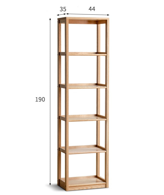 Solid Oak Wood 5-Tier Bookshelf - Sturdy Multi-Layer Bookcase for Home Office, Living Room & Library Storage