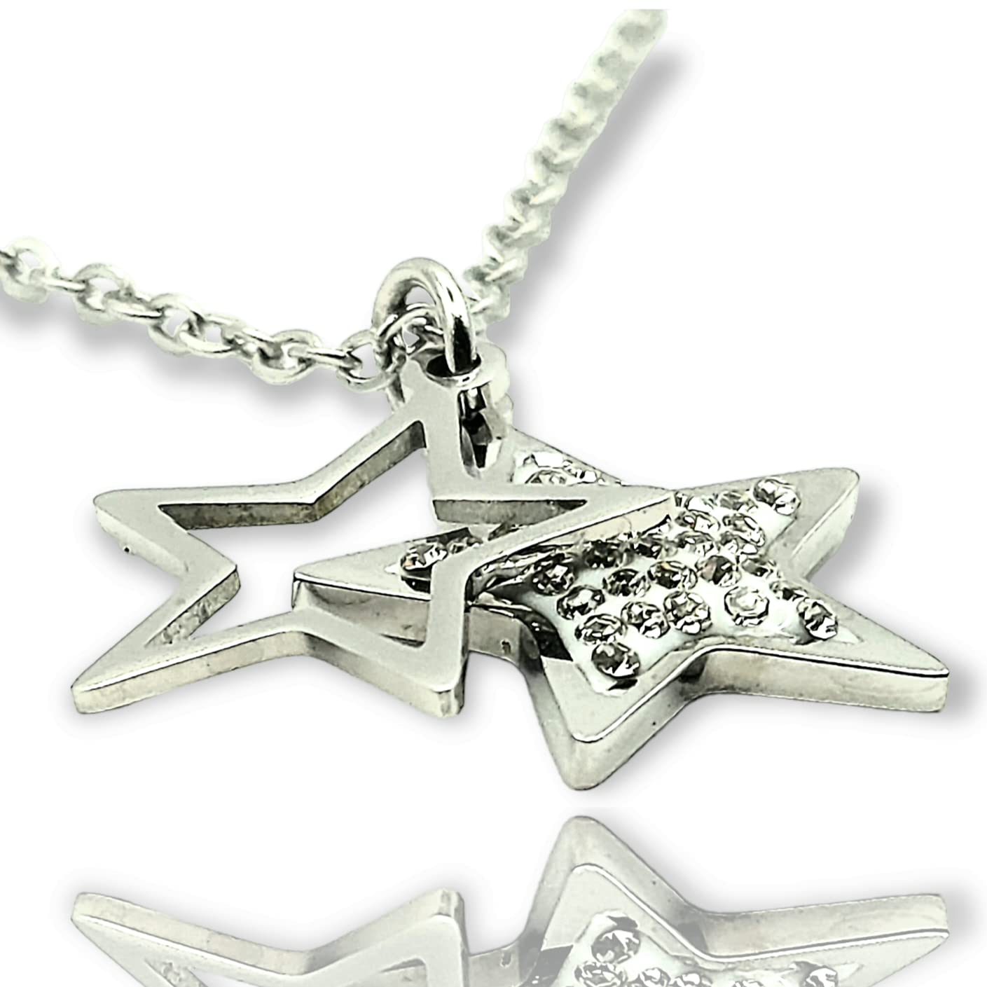 Dainty Stainless Steel Star & Teardrop Charm Necklace - Elegant Layering Pendant for Women, Perfect for Everyday Wear, Date Nights & Gift Giving