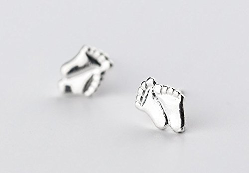 Helen de Lete Footprint Sterling Silver Stud Earrings - Dainty Minimalist Jewelry for Women - Perfect for Everyday Wear, Gifts & Special Occasions