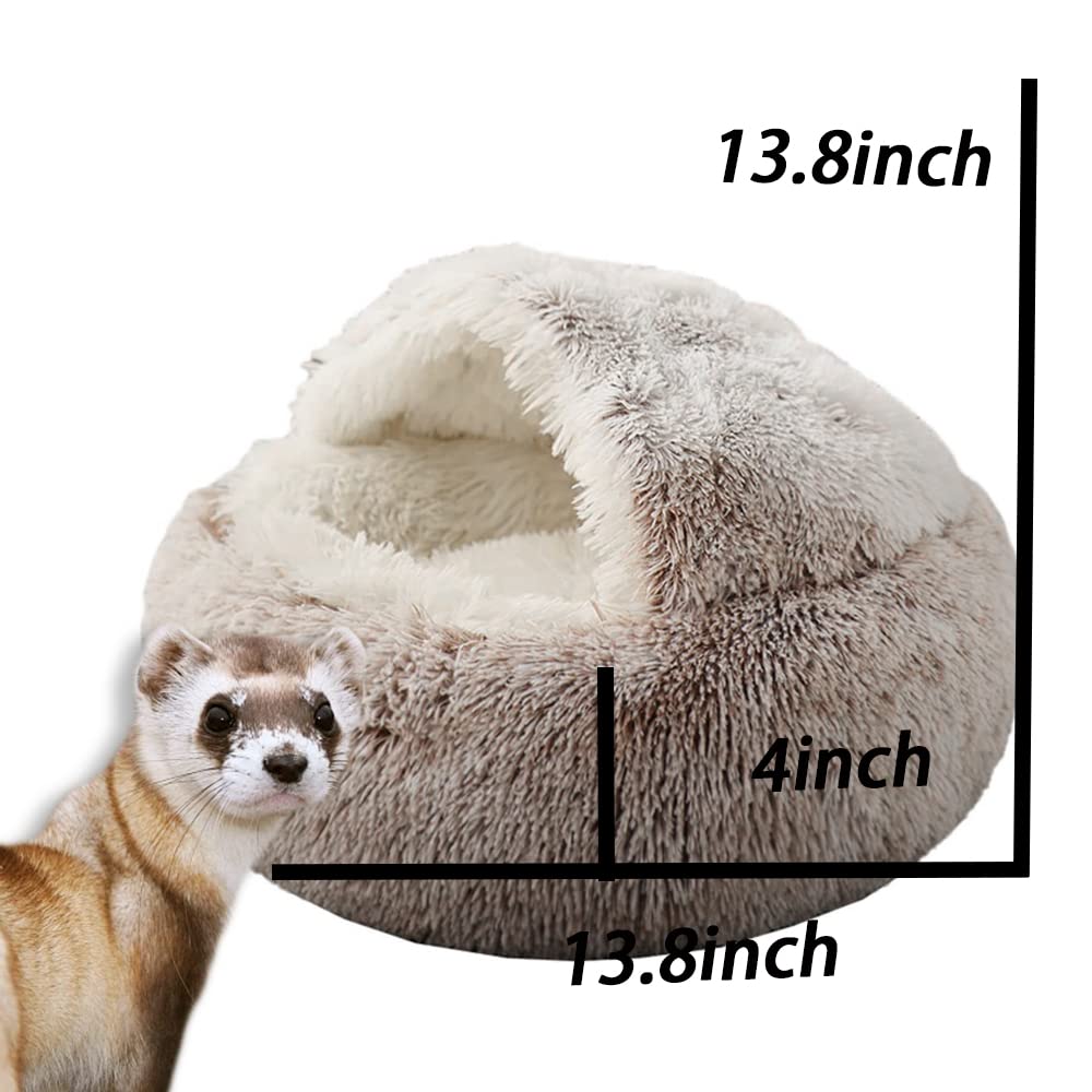 Ferret Bed Cave & Hideout - Cozy Small Animal Bed for Ferrets, Hamsters, Hedgehogs - Brown Cage Accessories for Sleeping & Play (Perfect for Small Pet Cages & Play Areas)