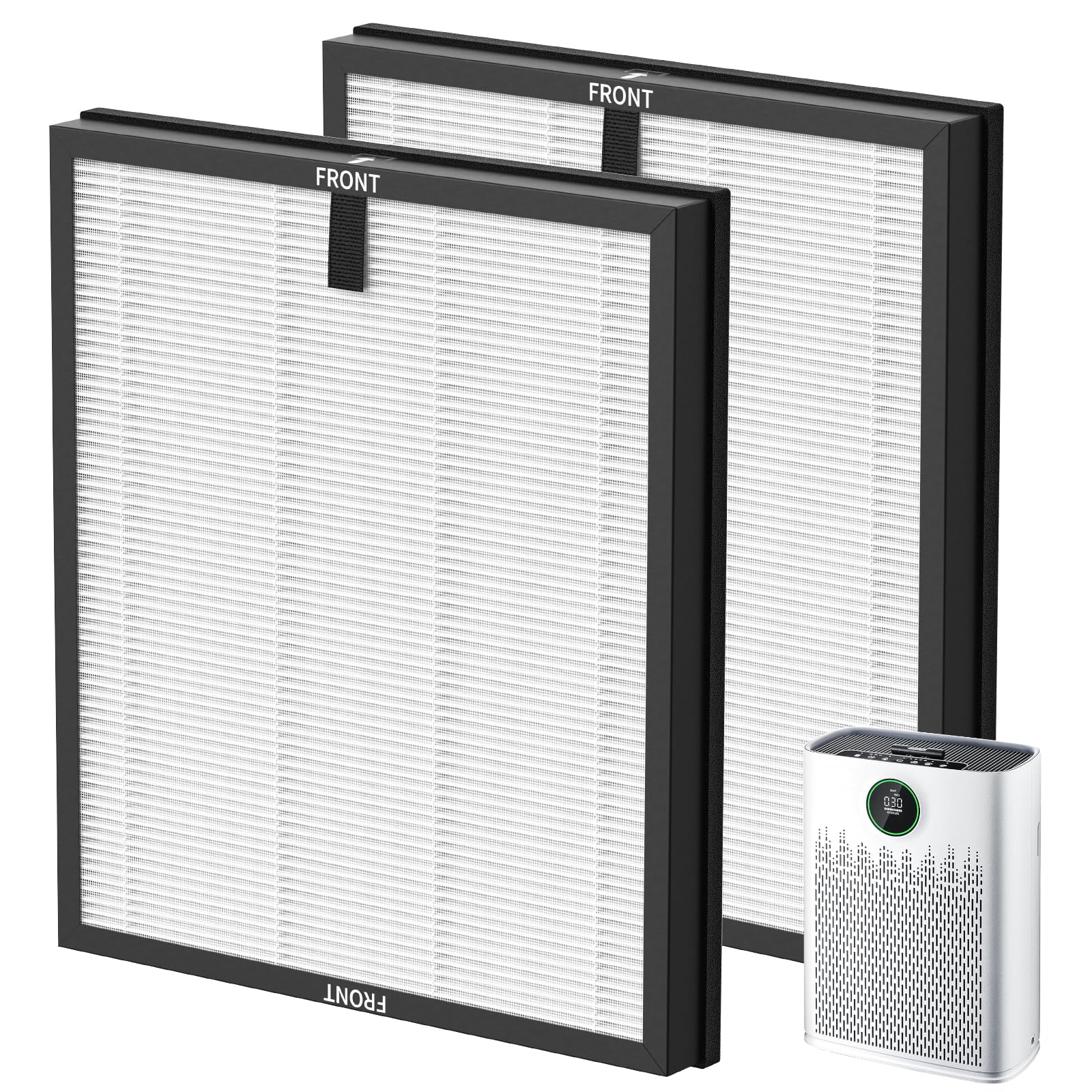 2 Pack HAP603 Replacement Air Filters - Compatible with ECOSELF HAP603/HAP603WF Air Purifiers - White RFHAP603 - Ideal for Home, Large Rooms, Bedrooms & Offices - Improves Indoor Air Quality