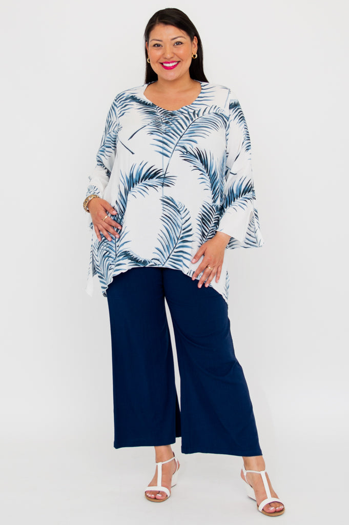 Dorothy Top - Stylish Women's Blouse with Palm Print | Perfect for Casual Outings, Beach Vacations & Summer Fashion