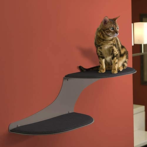 The Refined Feline Clouds Cat Wall Shelves - Wall Mounted Cat Perch with 2 Platforms for Indoor Cats - Perfect for Climbing, Lounging & Play in Small Spaces