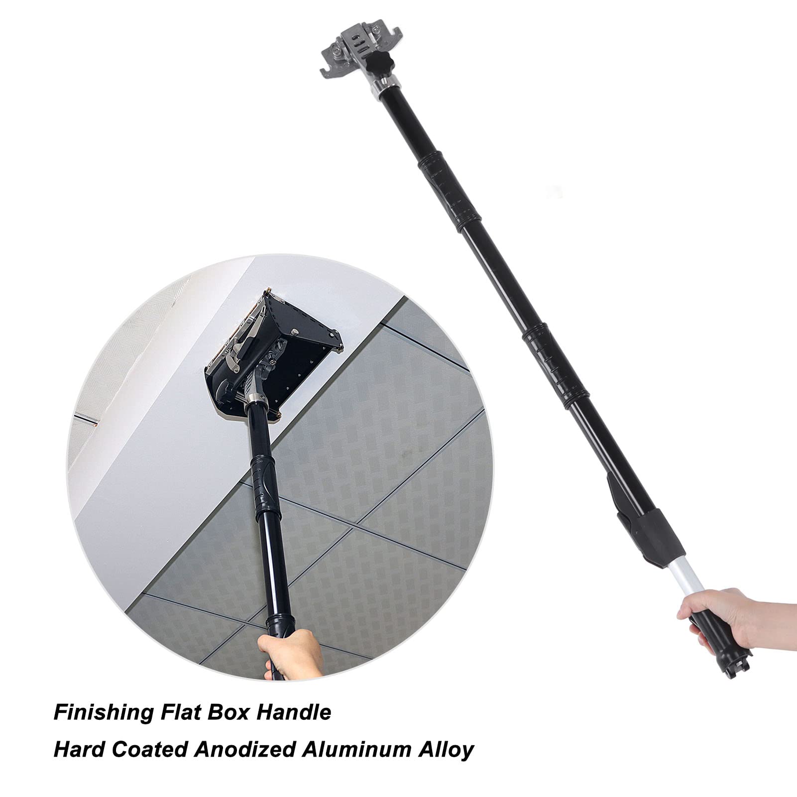 ProGrade Retractable Anodized Aluminum Drywall Flat Box Extension Handle - Premium Finishing Tool for Sheetrock, Gyprock, Wallboard & Plasterboard - Ideal for Professional Contractors & DIY Home Renovation Projects