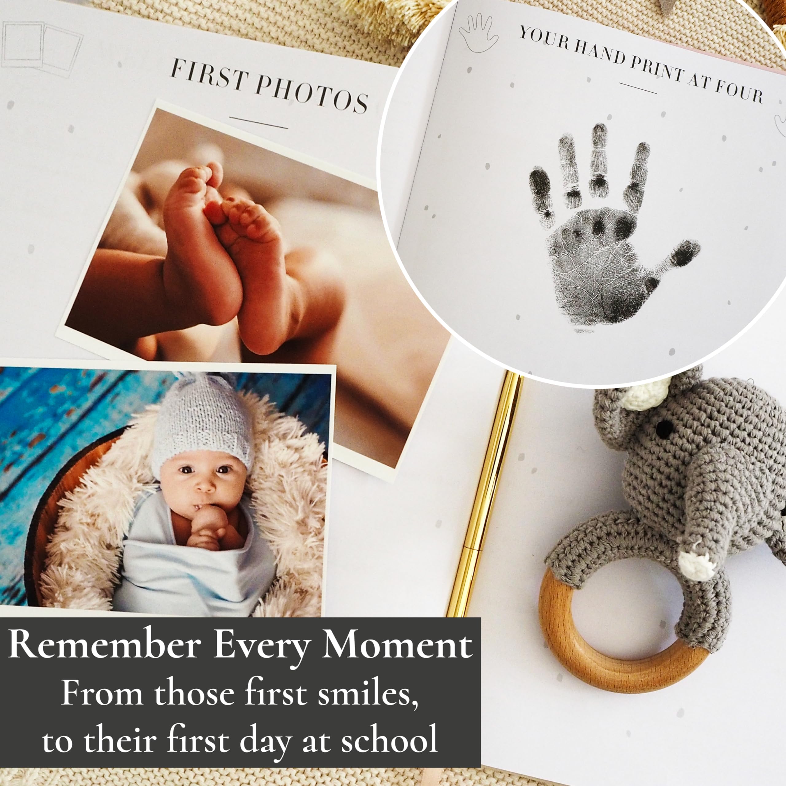 Luxury Keepsake Baby Memory Book for First Year | Baby Scrapbook, Photo Album & Journal | Newborn Milestone Tracker for Boys & Girls | Perfect Baby Shower Gift & First Birthday Present