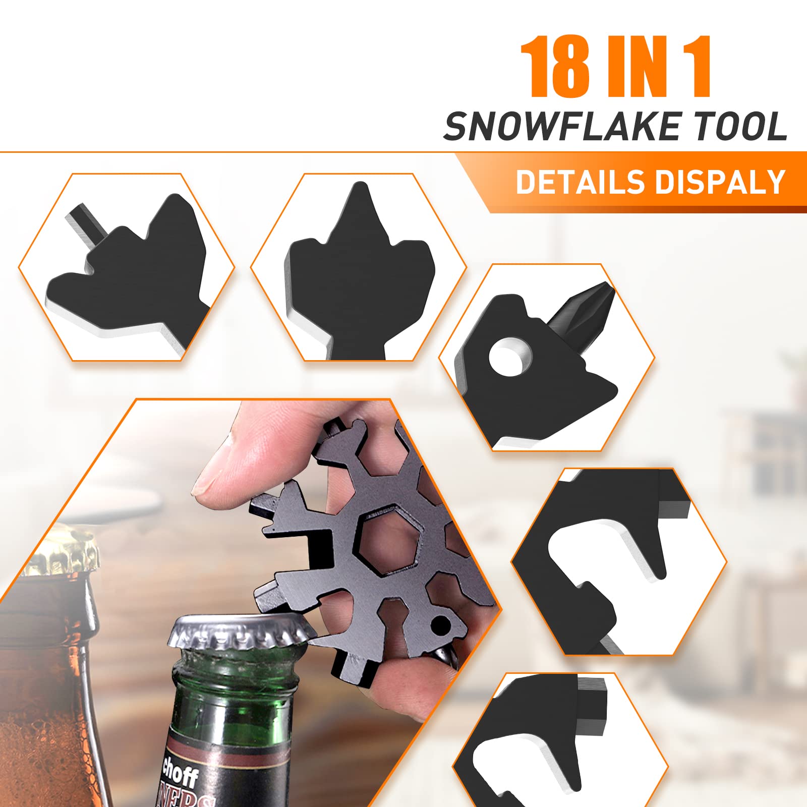 18-in-1 Snowflake Multitool for Men - Premium Stainless Steel Survival Tool Kit - Perfect Christmas Gift for Dad, Husband & Men Who Have Everything - Great for Camping, Hiking, Emergency & Everyday Carry (EDC)