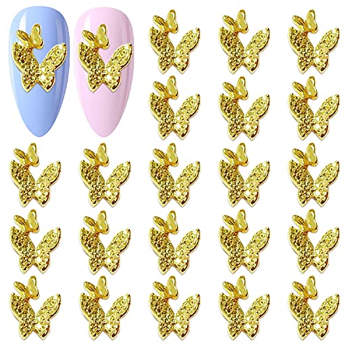 100pcs Gold Butterfly Nail Charms - 3D Alloy Nail Art Decorations, Nail Glitter Jewels for DIY Manicure | Perfect for Wedding, Party, Salon Nail Designs & Professional Nail Art Accessories
