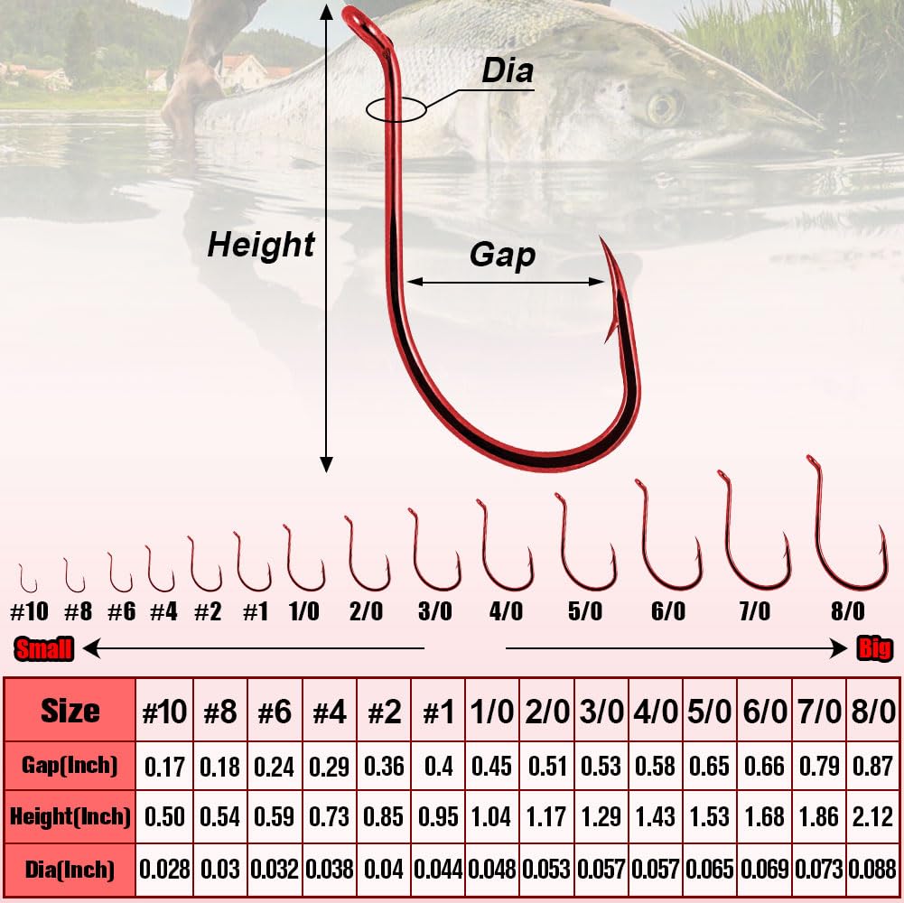 Octopus Fishing Hooks - Circle Beak Hooks for Freshwater Fishing (Red & Black, 100/50 Pack) - Perfect for Bass, Trout, and Catfish Angling