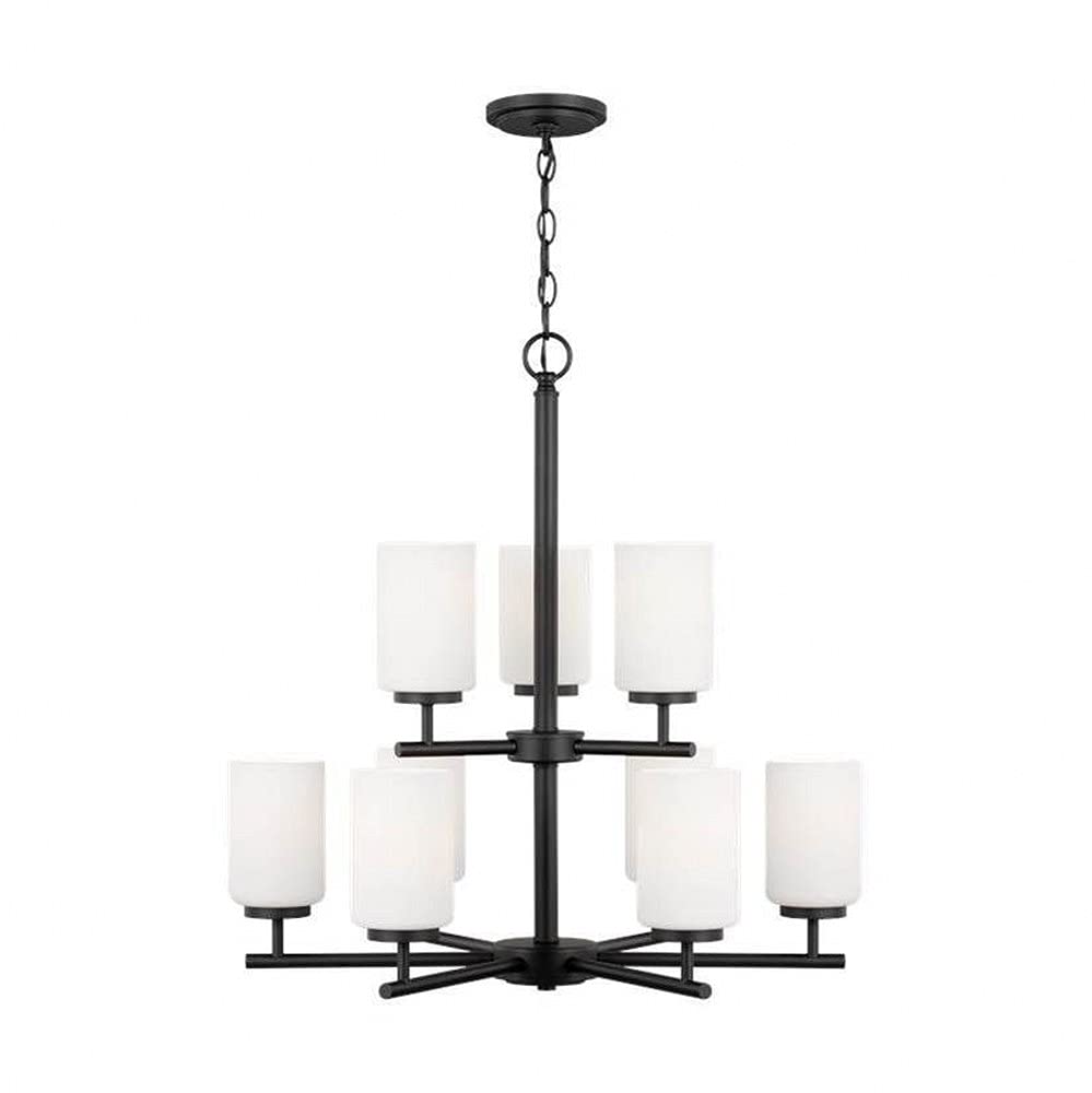 Generation Lighting 9-Light Oslo Chandelier in Midnight Black (Model 31162-112) - Modern Ceiling Light Fixture for Dining Room, Living Room & Bedroom Decor | Compatible with A19 Standard & LED Bulbs | Perfect for Home, Office & Restaurant Lighting