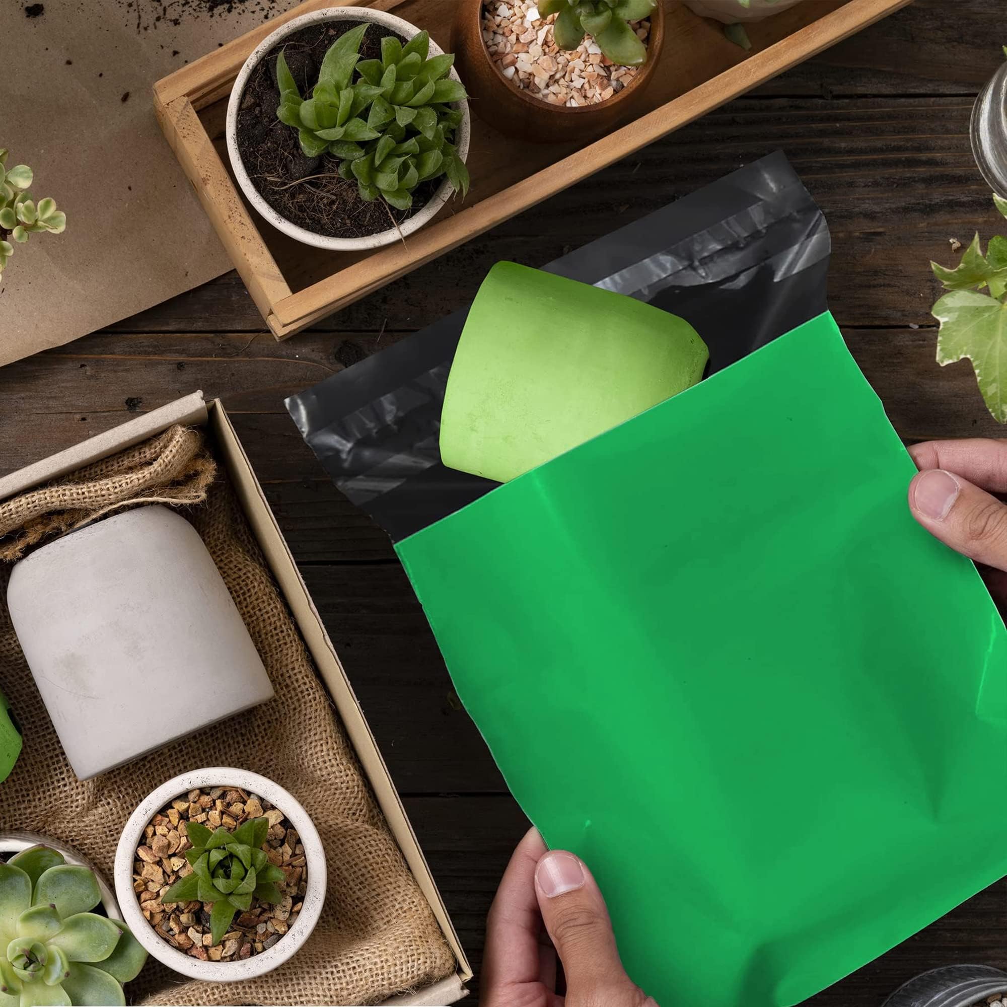 500 Pack 12x15.5 Inch Green Poly Mailers - 2 Mil Polyethylene Shipping Envelopes for Clothing | Self-Sealing Waterproof Mailing Bags | Perfect for Ecommerce, Online Stores & Small Business Shipping