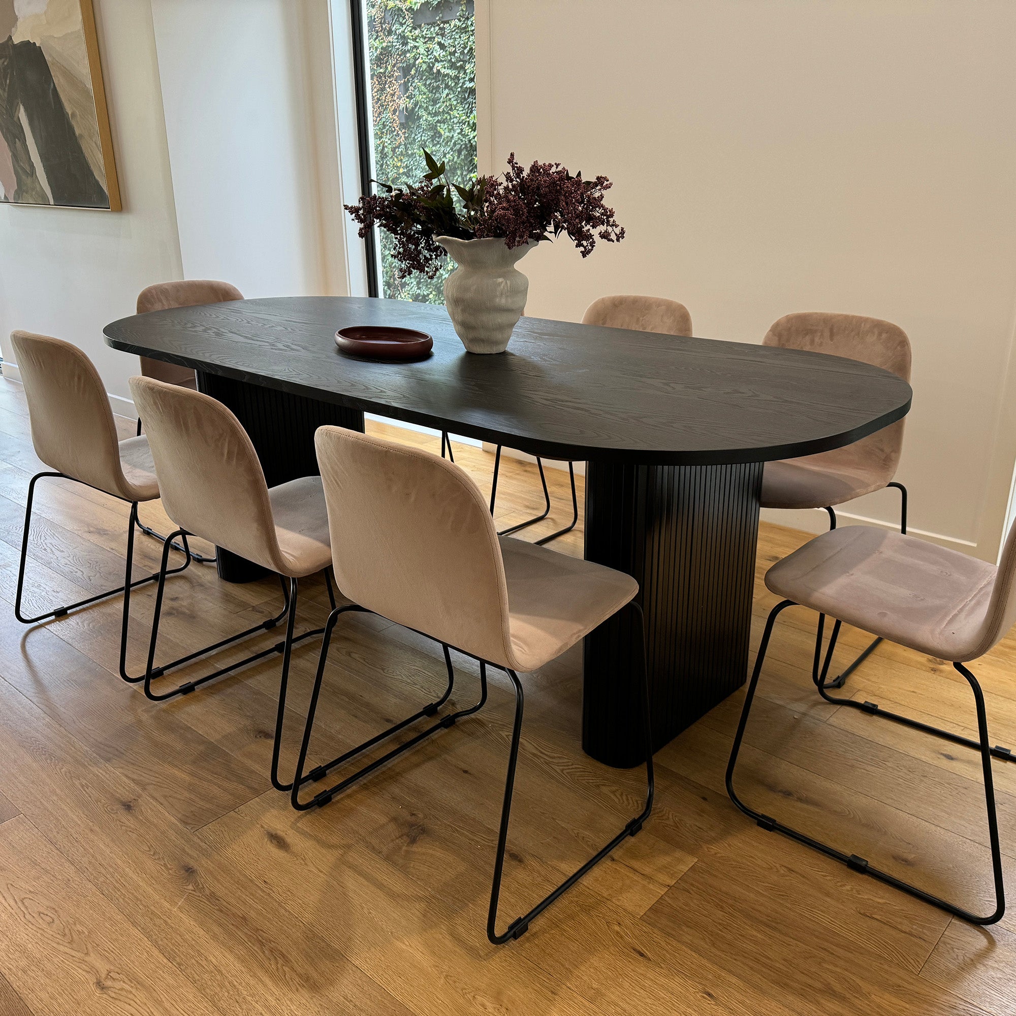 ASTON 220cm Black Dining Table - Modern Large Kitchen Table for Family Gatherings & Dinner Parties