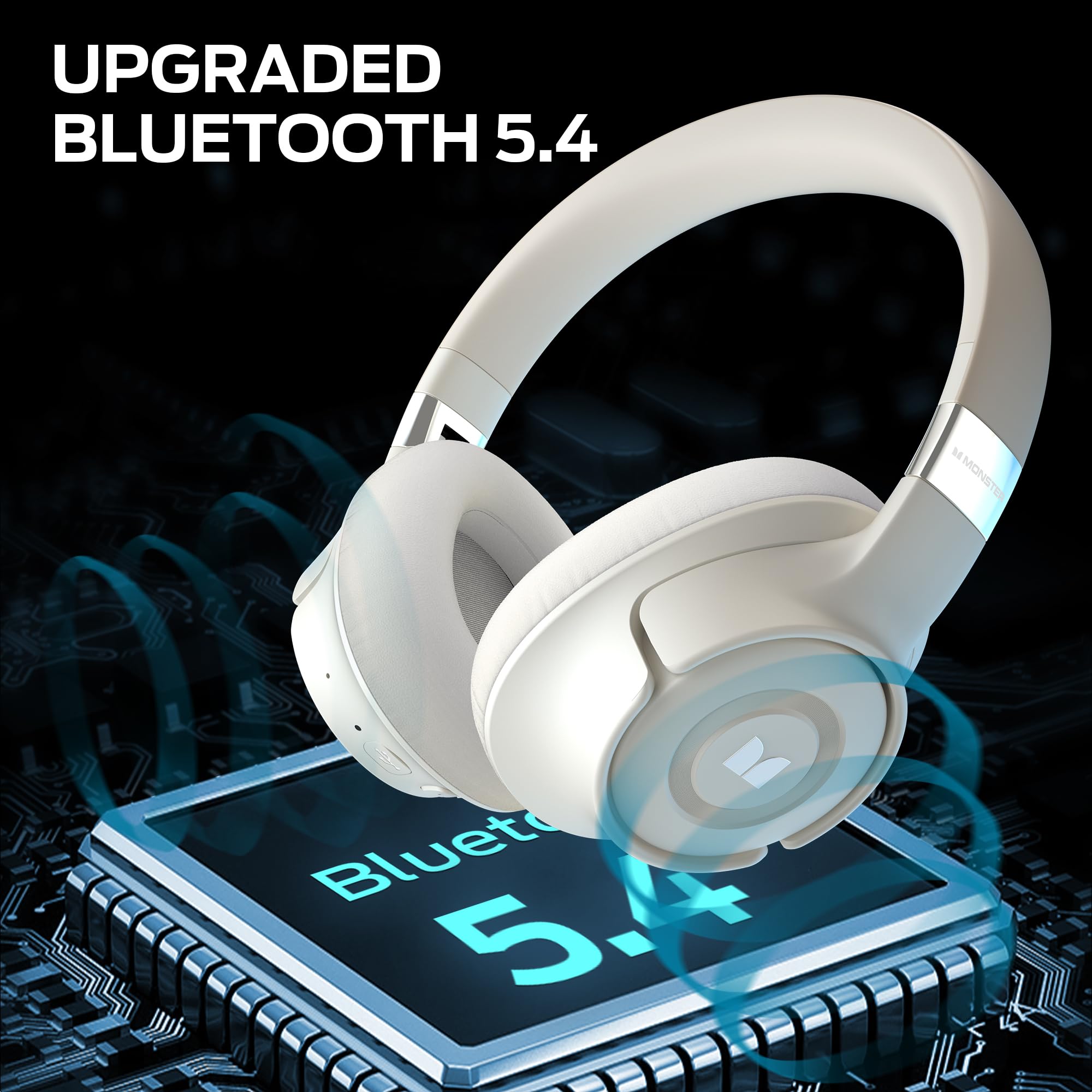 Monster Persona SE ANC Active Noise Cancelling Wireless Bluetooth Over-Ear Headphones - 60H Playtime, HiFi Stereo, Deep Bass, Built-in Mic, Memory Foam Ear Cups - Perfect for Home Office, Travel & Commuting