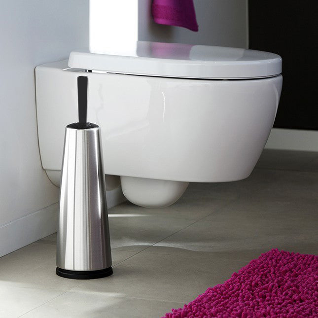BRABANTIA Modern Toilet Brush with Open Holder - Stainless Steel & Durable Plastic - Bathroom Cleaning Essentials for Home & Office Use