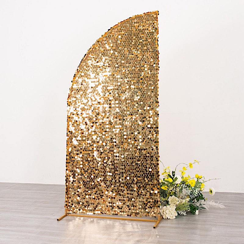 Double Sided Big Payette Sequin Half Moon Wedding Arch Backdrop Stand Cover - Elegant Wedding Decor for Ceremonies, Receptions & Photo Booths