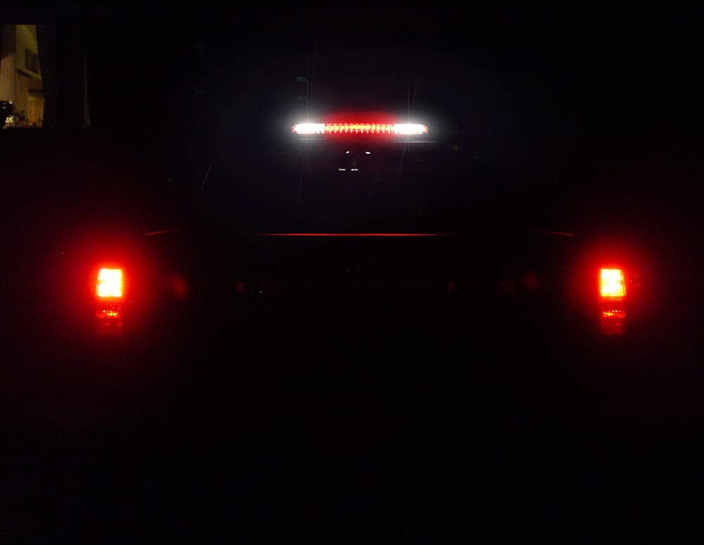 iJDMTOY F1 Style Strobe Clear Lens with Red Chrome Reflector 48-SMD LED High Mount Third Brake Light & Clearance Light Assembly - Compatible with 2004-2015 Nissan Titan - Enhances Safety & Style for Night Driving & Car Shows